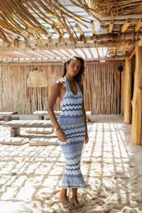Neasa Knit Maxi Dress - Blue Flattering Layer