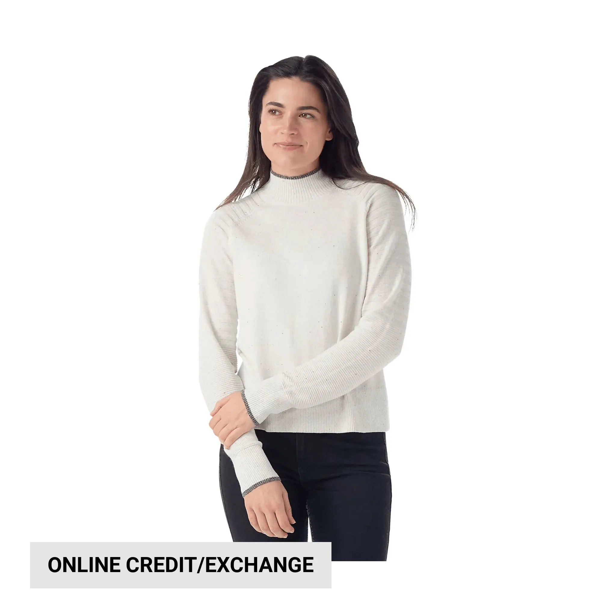 product UV resistant protection Smartwool Women's Edgewood Mock Neck Sweater - Natural Donegal