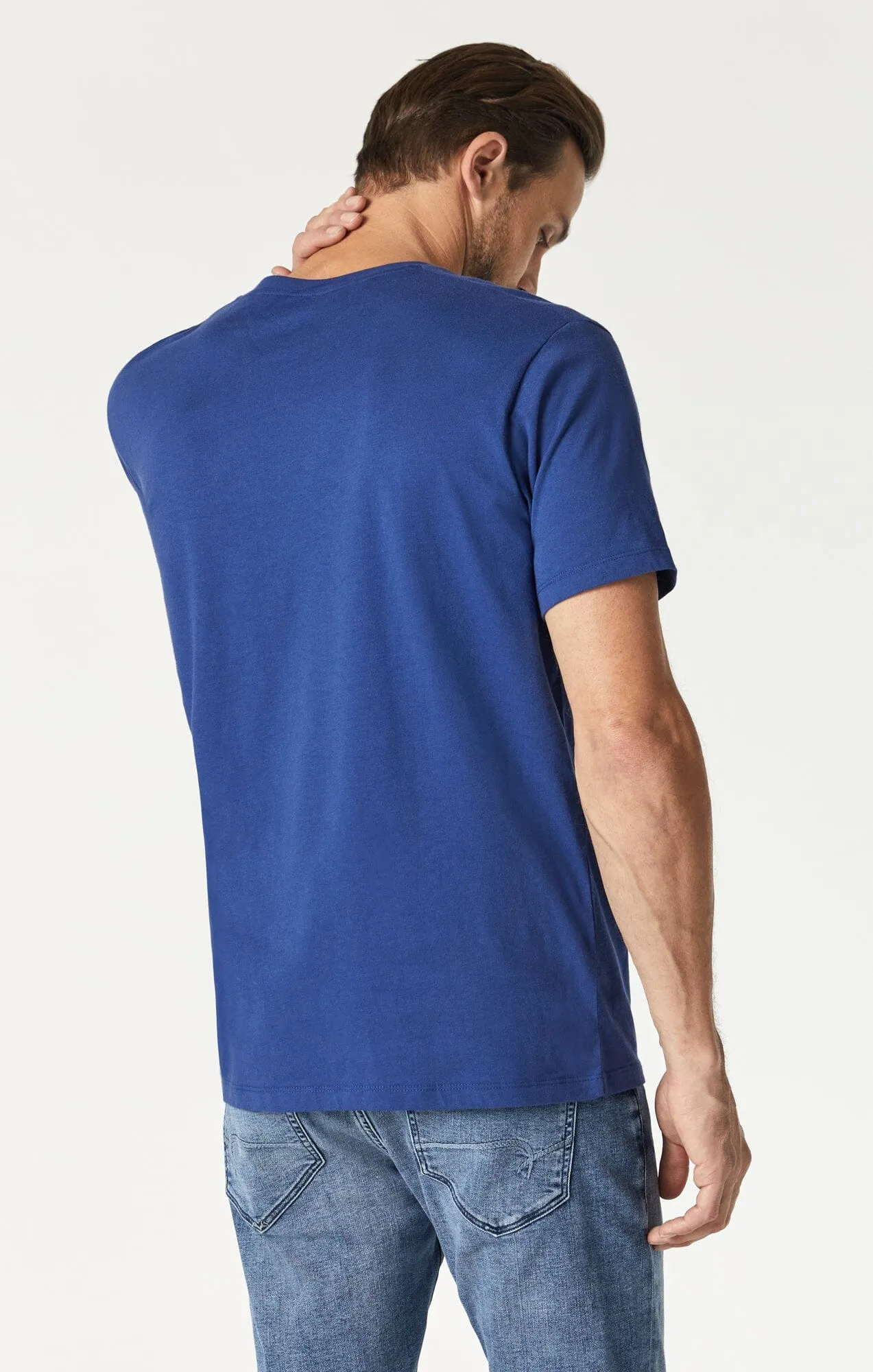 Sophisticated Casual Comfortable Look CREW NECK T-SHIRT IN TWILIGHT BLUE