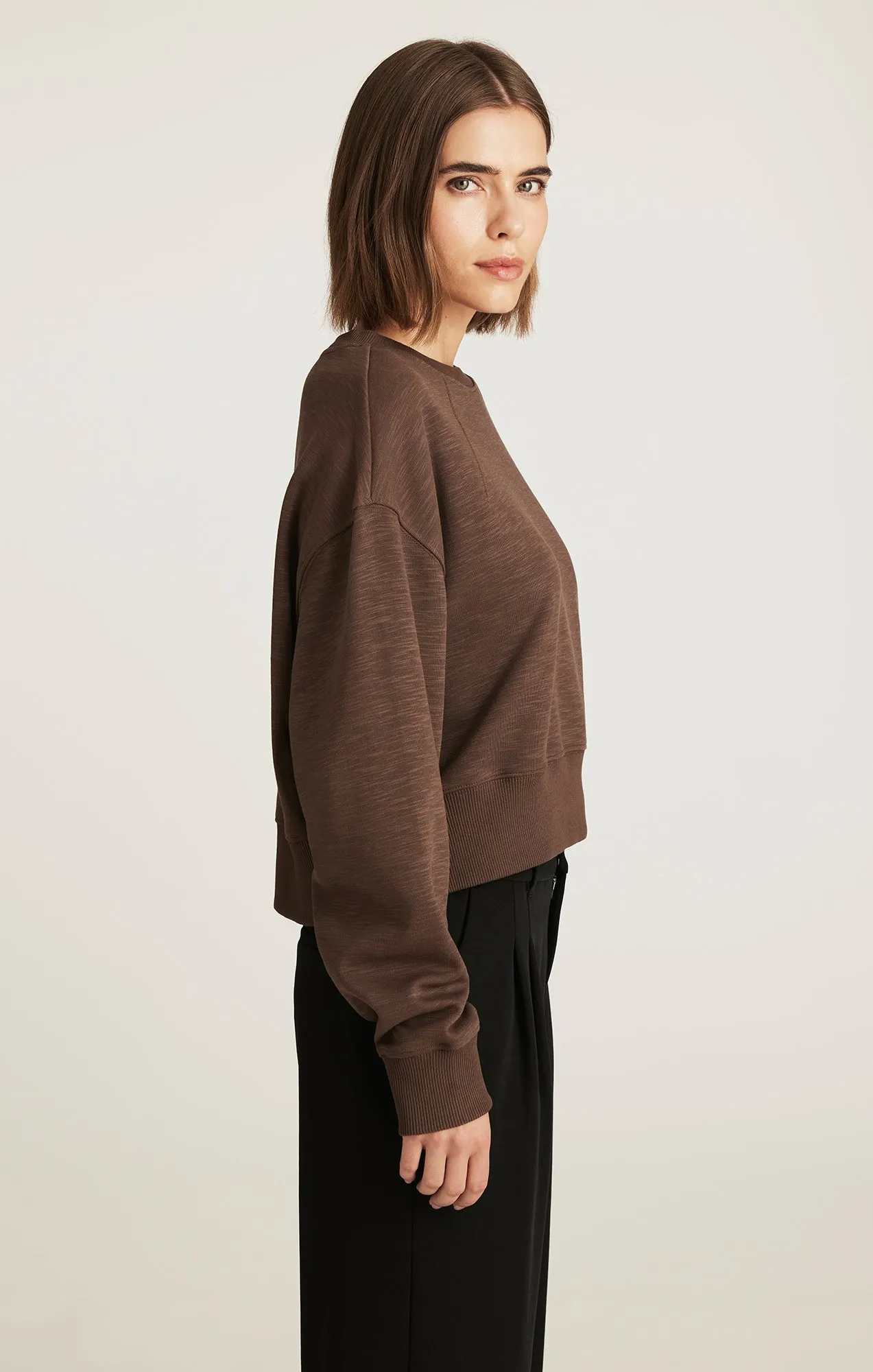 product mass produced efficiency EDITION CREW NECK SWEATSHIRT IN HOT FUDGE