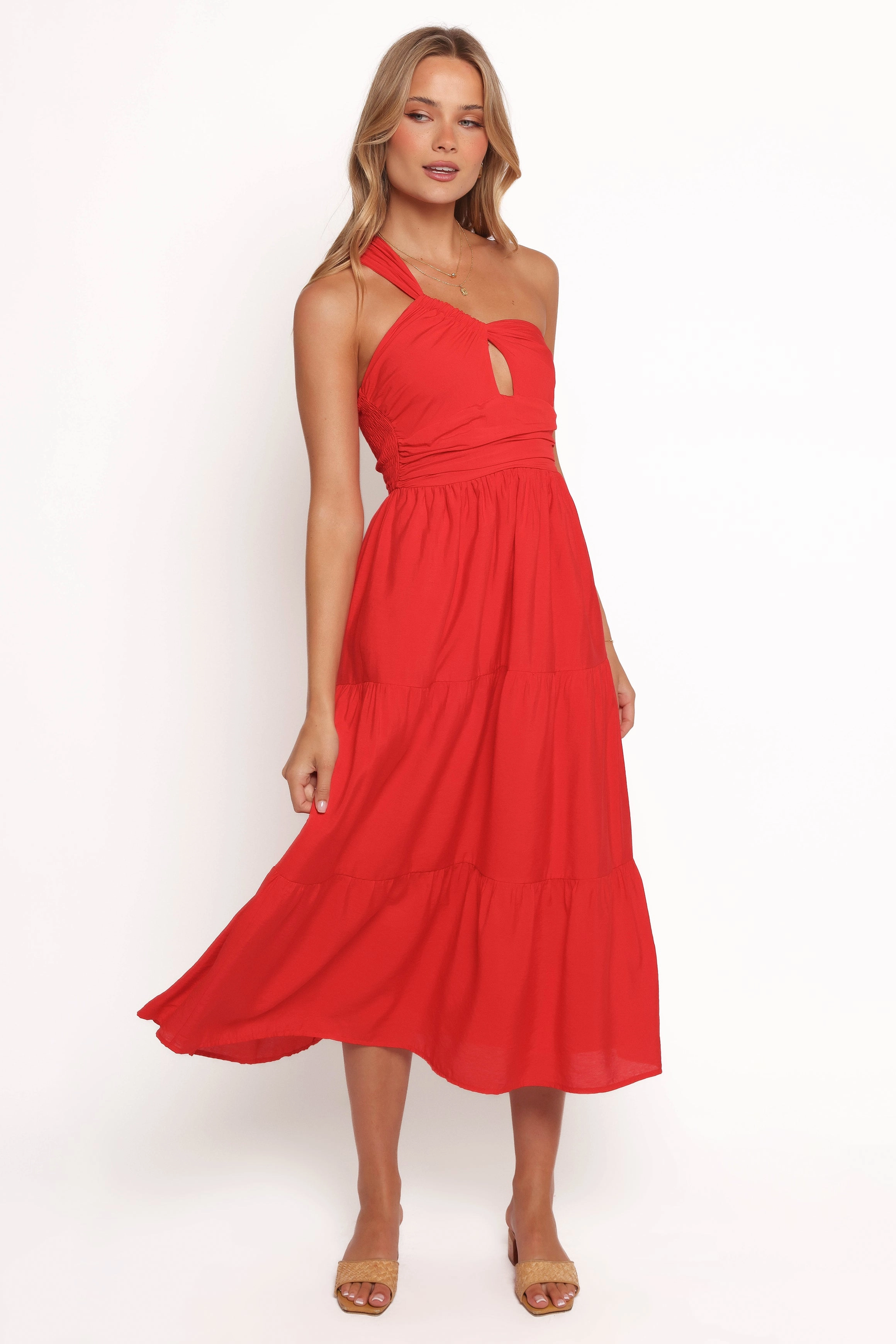 Vinny One Shoulder Maxi Dress - Red Life Soft