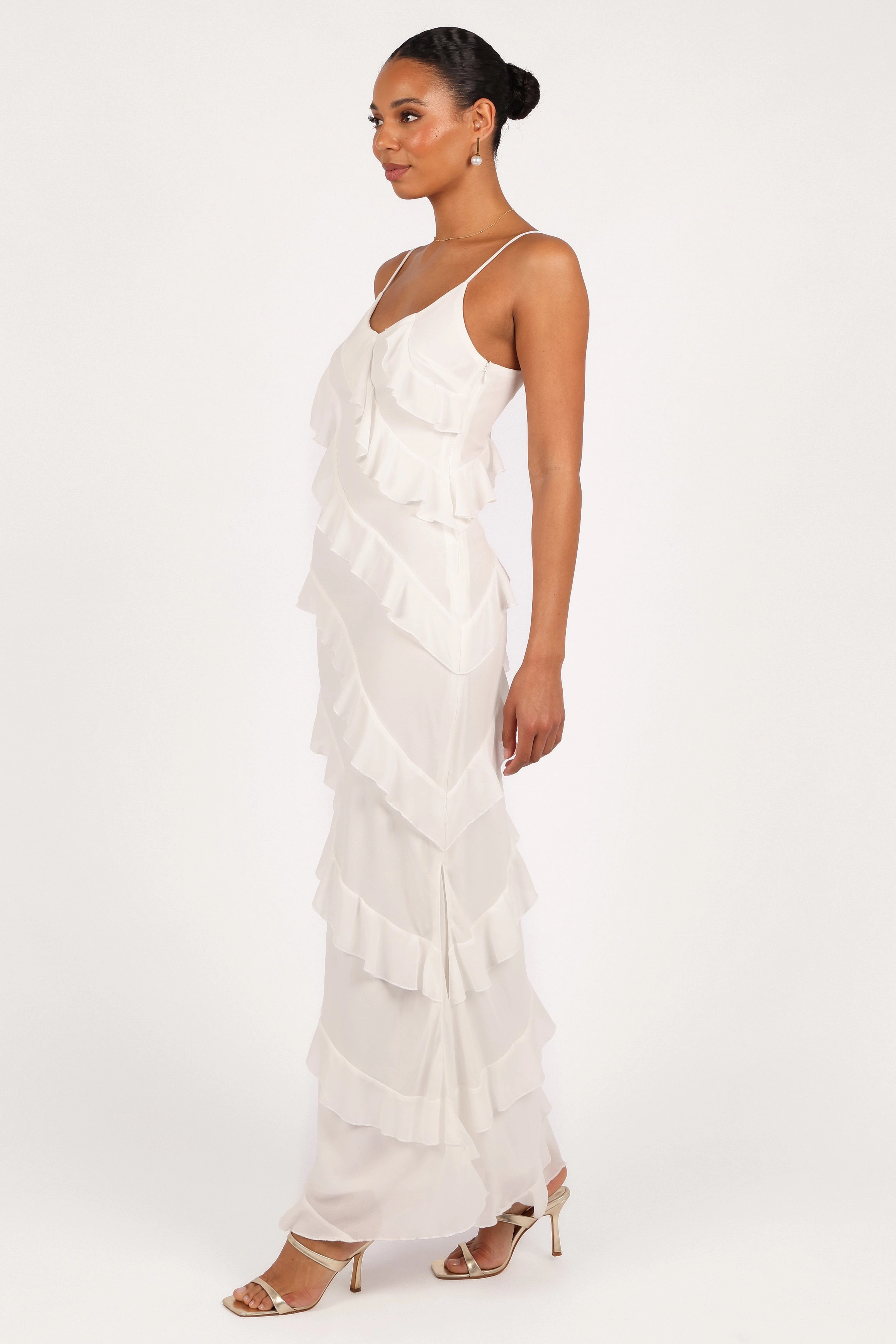 City Flow Ciao Ruffles Maxi Dress - Cloud White
