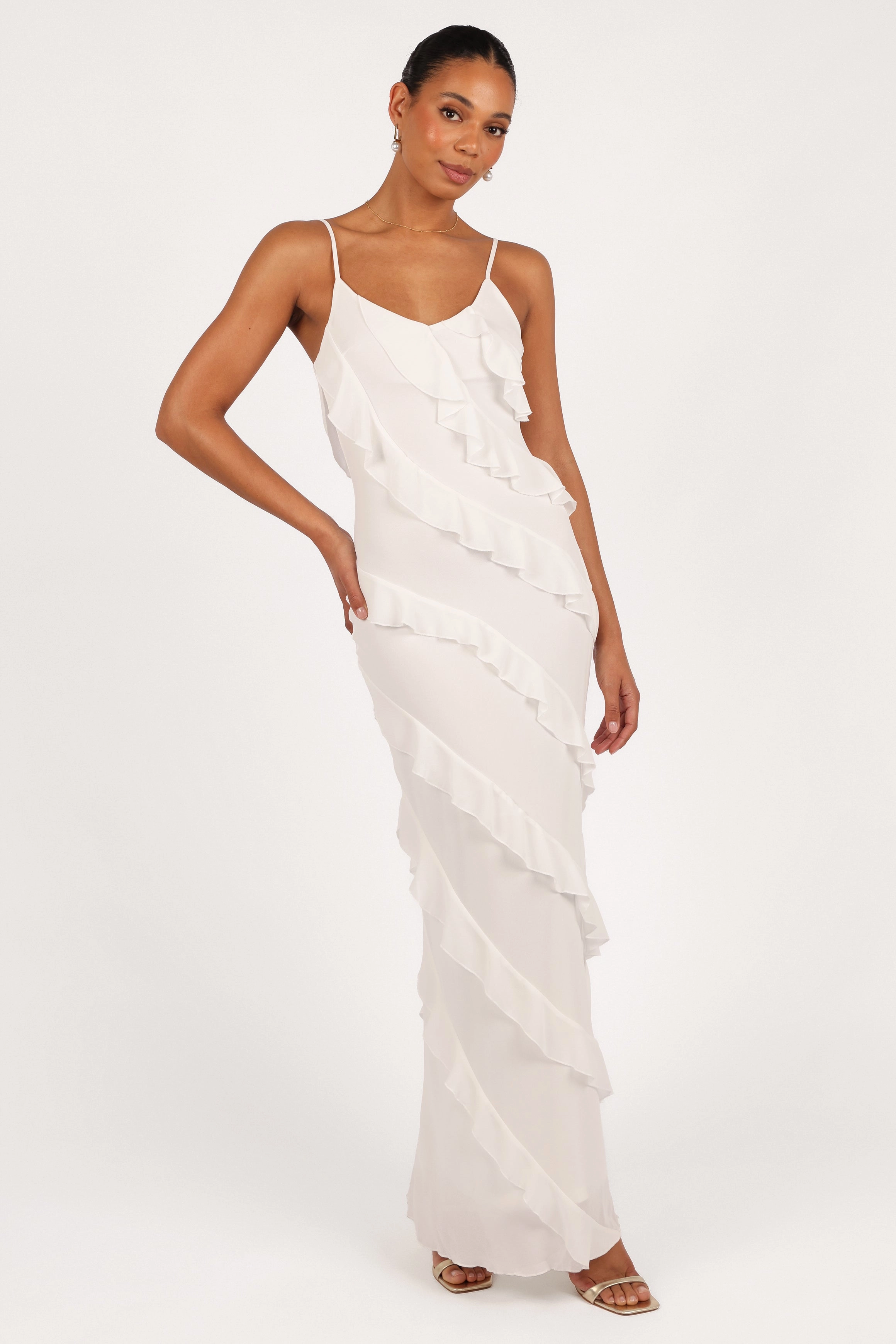 Daytime Look Ciao Ruffles Maxi Dress - Cloud White