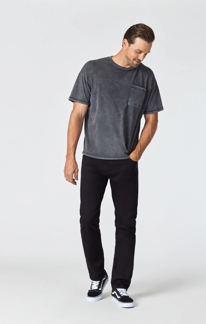Layer Staple MATT RELAXED STRAIGHT LEG JEANS IN DOUBLE BLACK SUPERMOVE