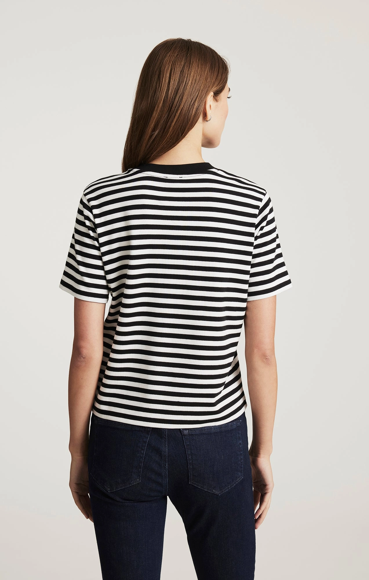 WELT POCKET T-SHIRT IN BLACK WHITE STRIPE Quick Dry Wear Casual Performance Fit