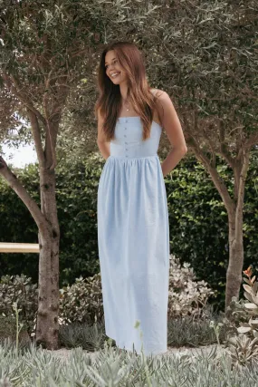 Chill Vibes Sophisticated Tailoring Caty Maxi Dress - Pale Blue