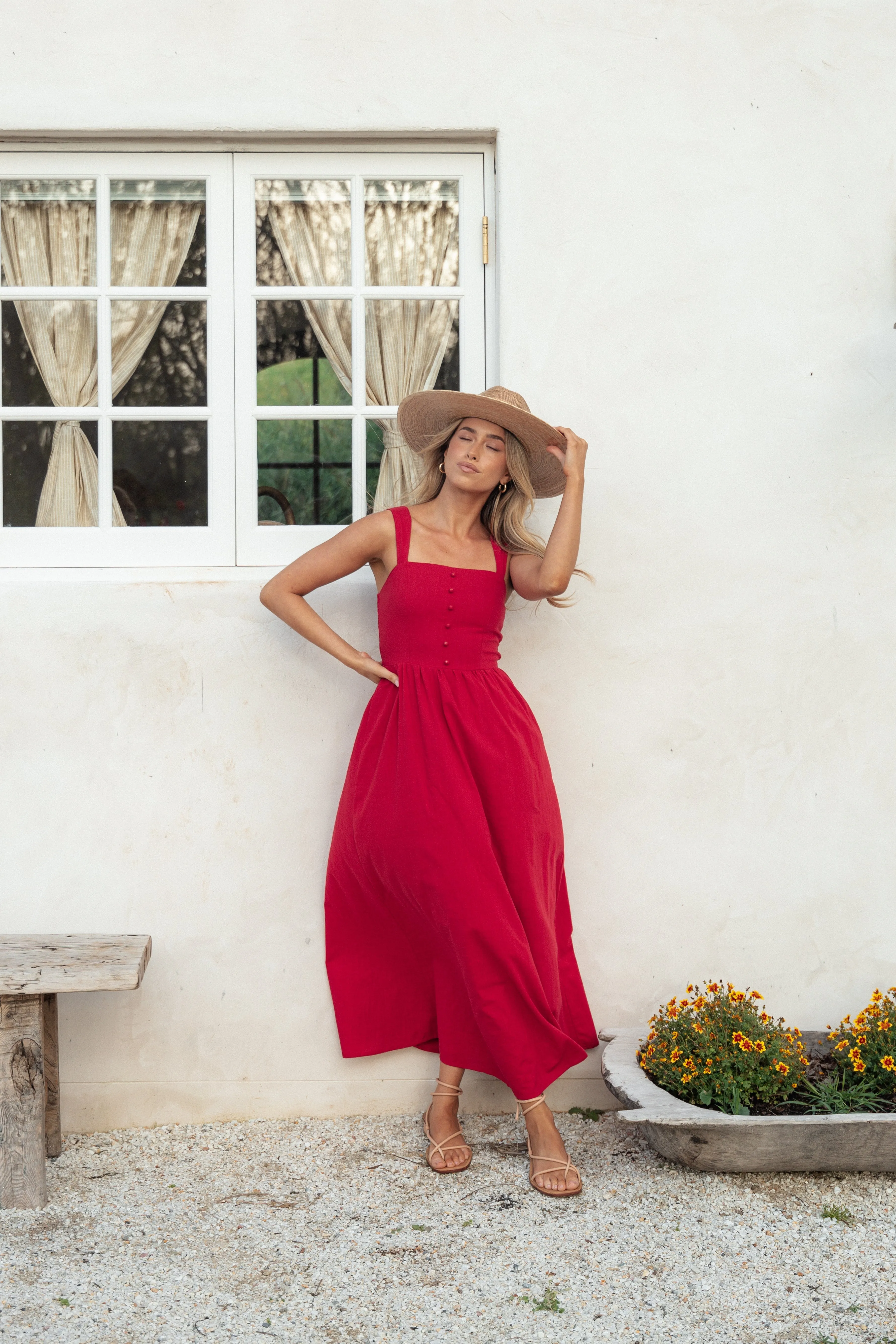 Caty Maxi Dress - Red Cozy Flex