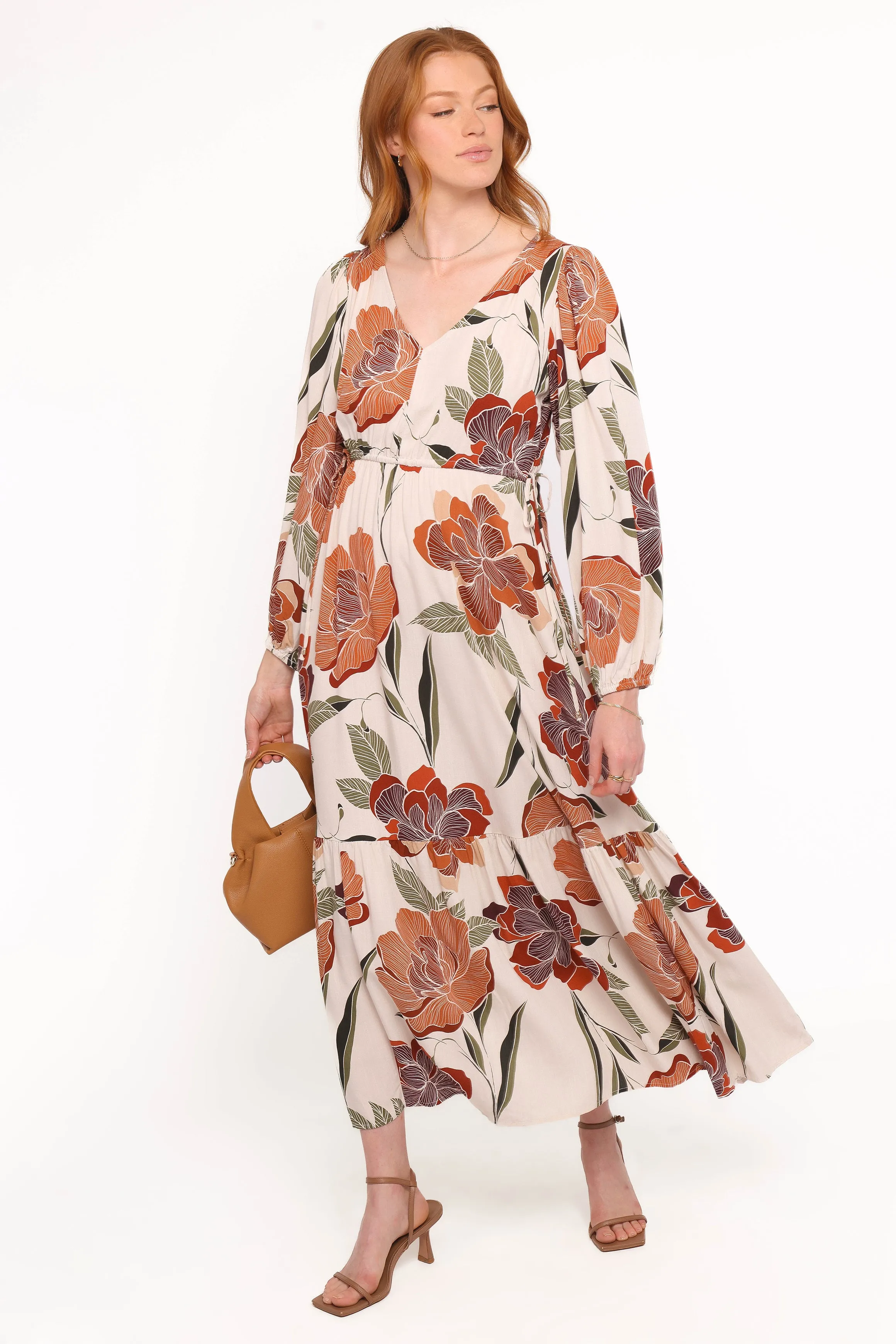 Cerwin Midi Dress - Fall Floral Ruffle Hem