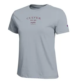 Champion Culver Academies Women's Core Tee - Silver Spotlight Stone Wash Process