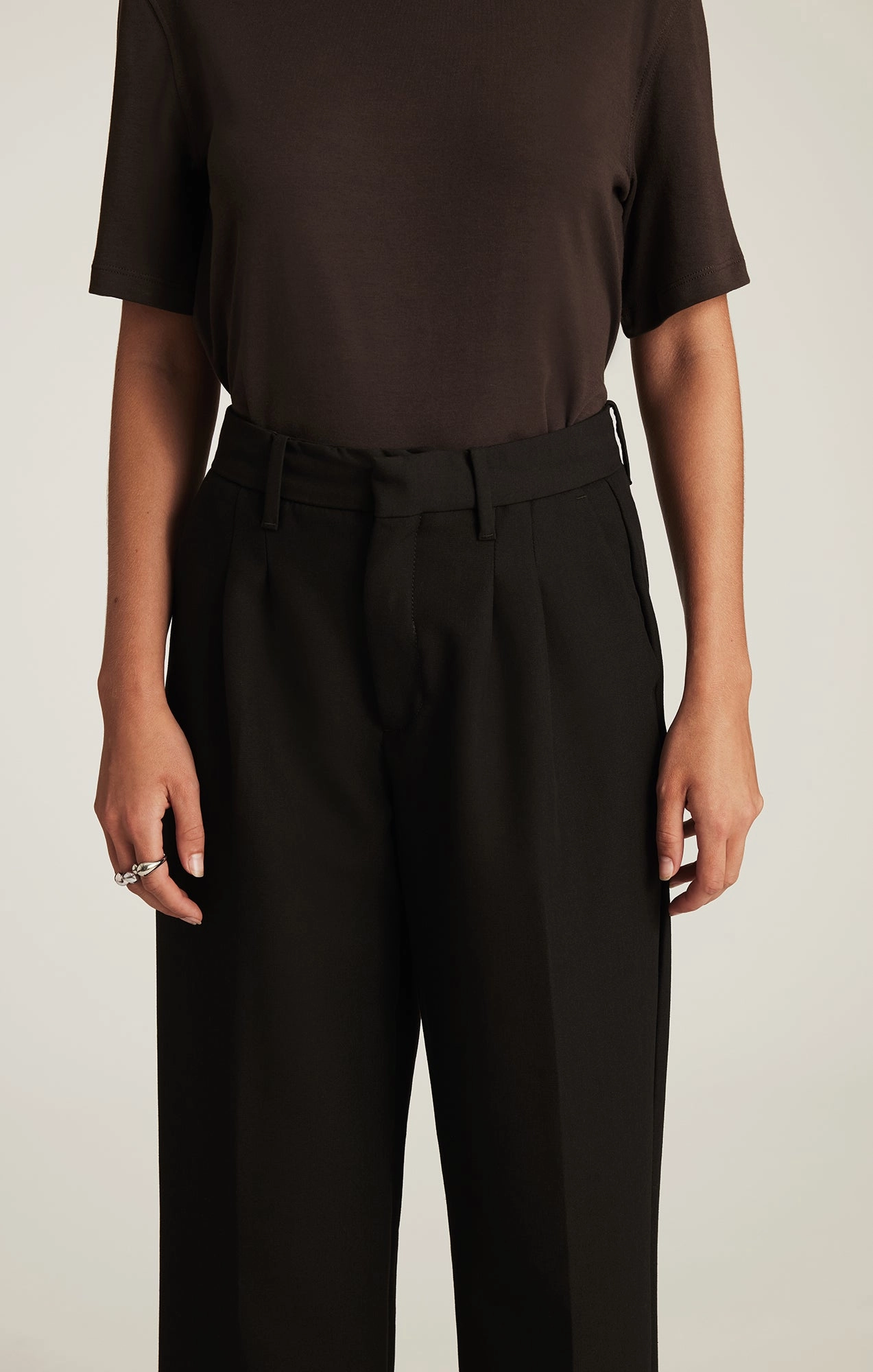 Smart Motion CHARLOTTE WIDE LEG IN BLACK SMART TWILL