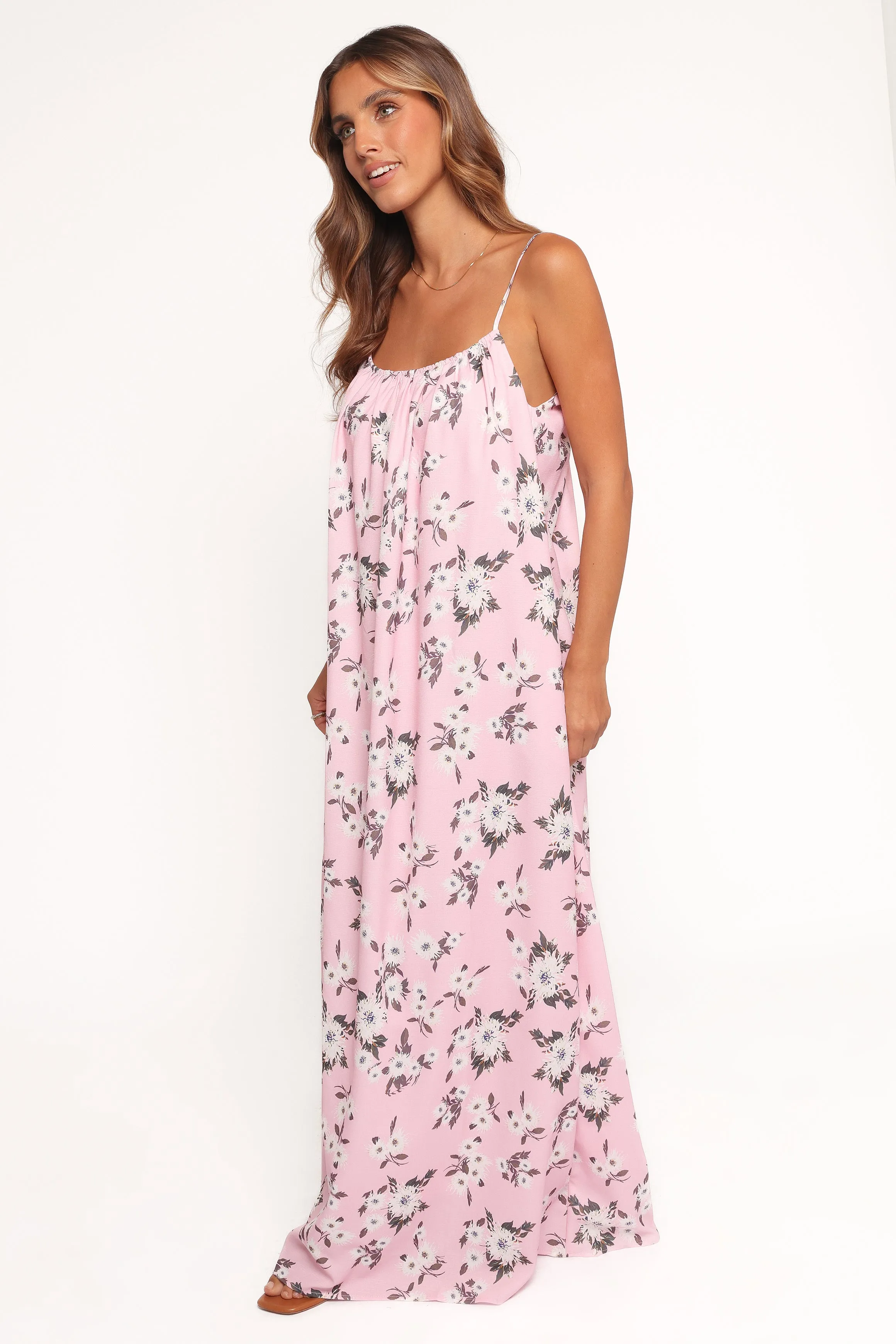 Lumina Maxi Dress - Pink Floral Clean Outline