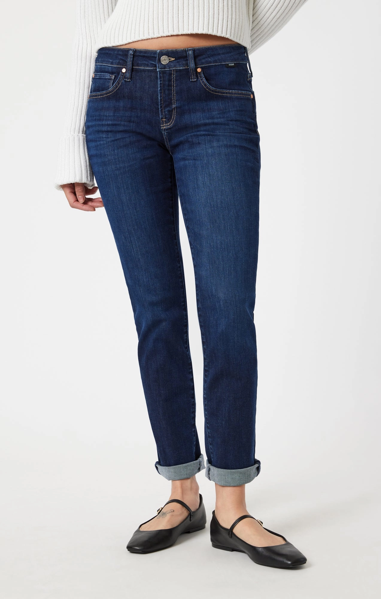 EMMA SLIM BOYFRIEND IN DEEP FLEX BLUE Universal Fit Design Beach Day Minimalist Style Youth Style