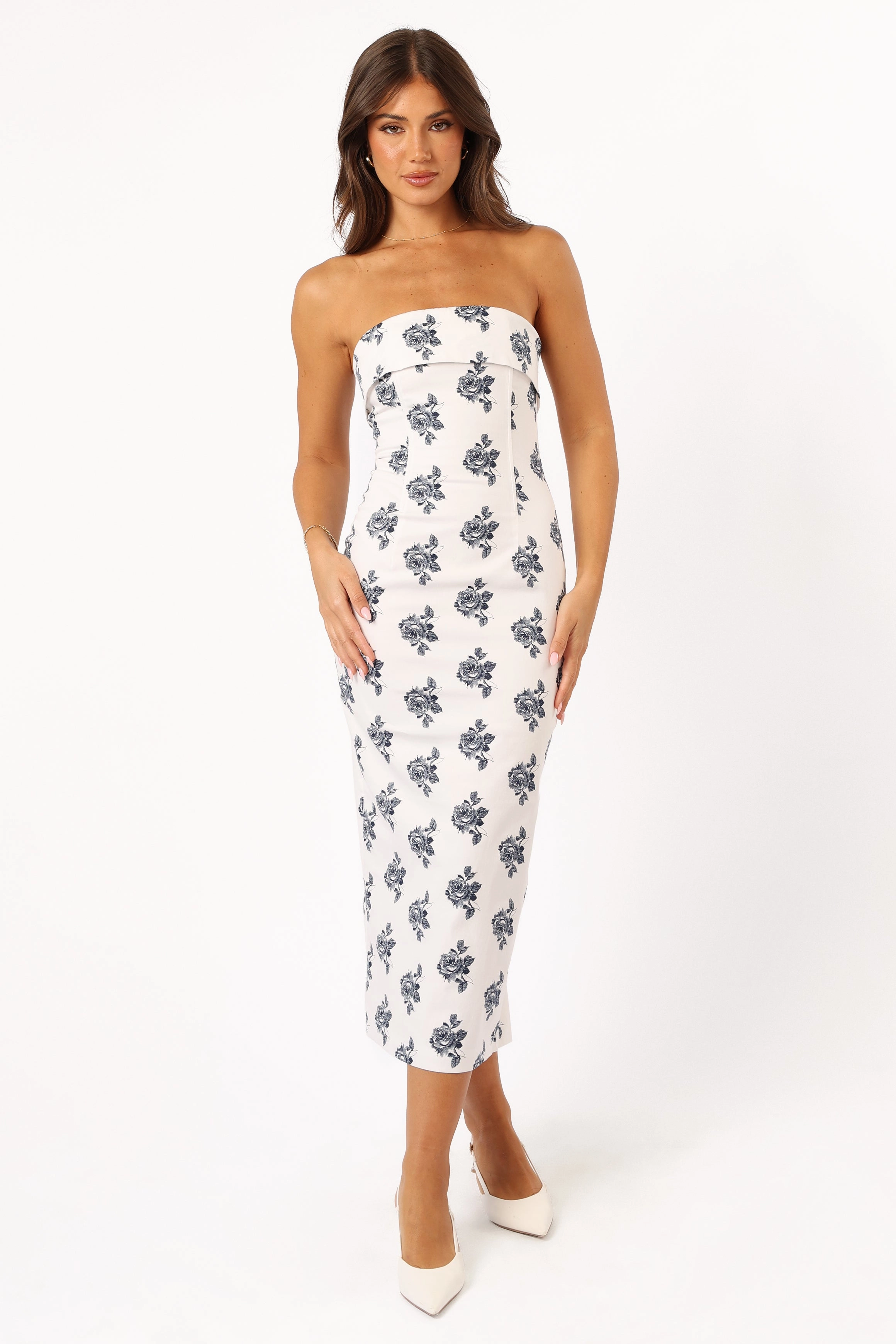 Toni Strapless Midi Dress - Off White Weekend Feel Inner Feel