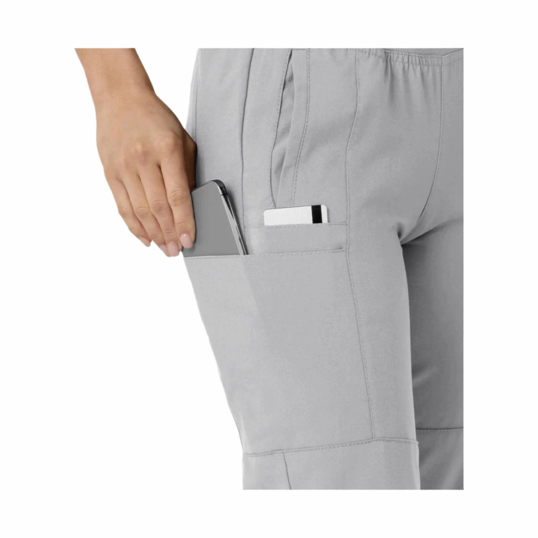 Wink Women's Comfort Waist Cargo Jogger Scrub Pant - Grey Windproof Design