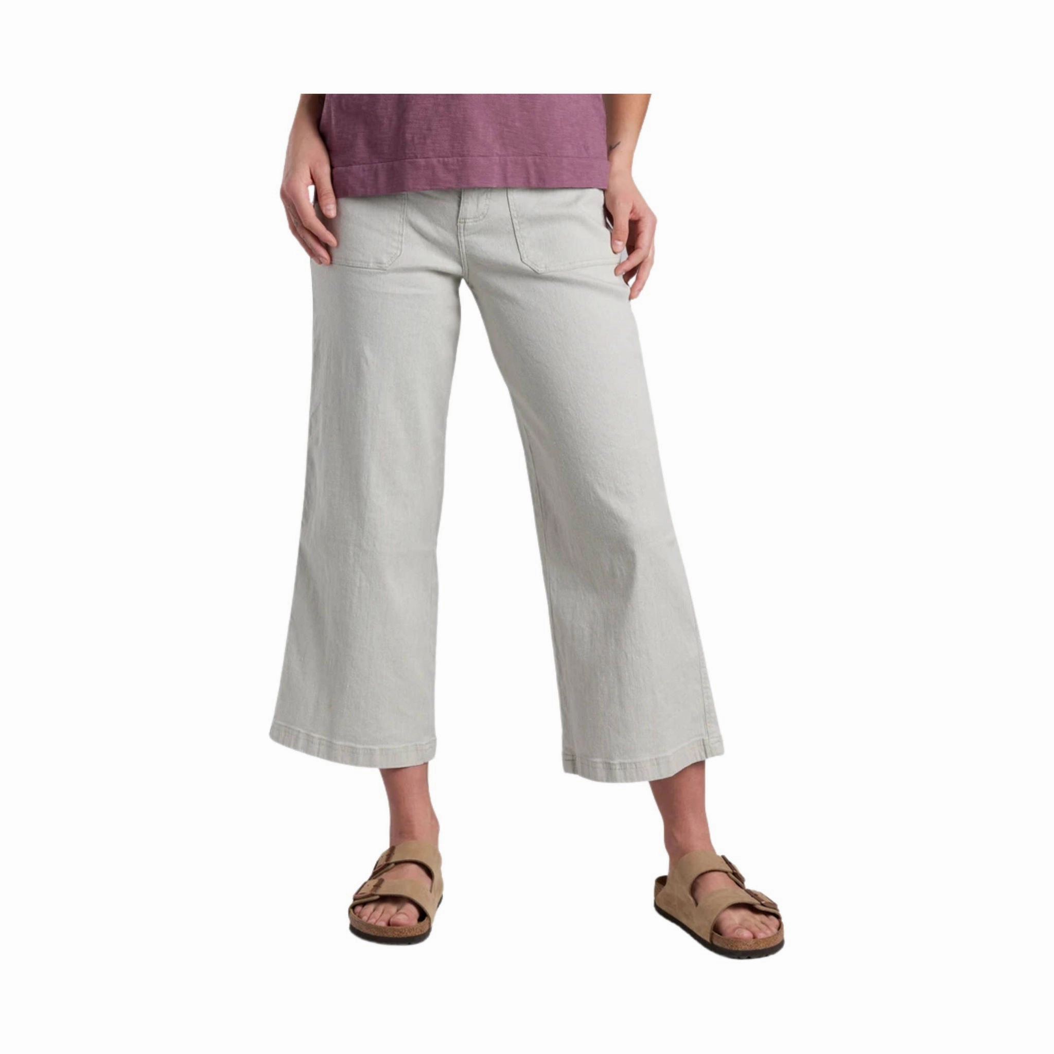 Contoured Panel Design Corduroy texture Kuhl Women's Seaboard Wide Leg Crop Pant - Birch