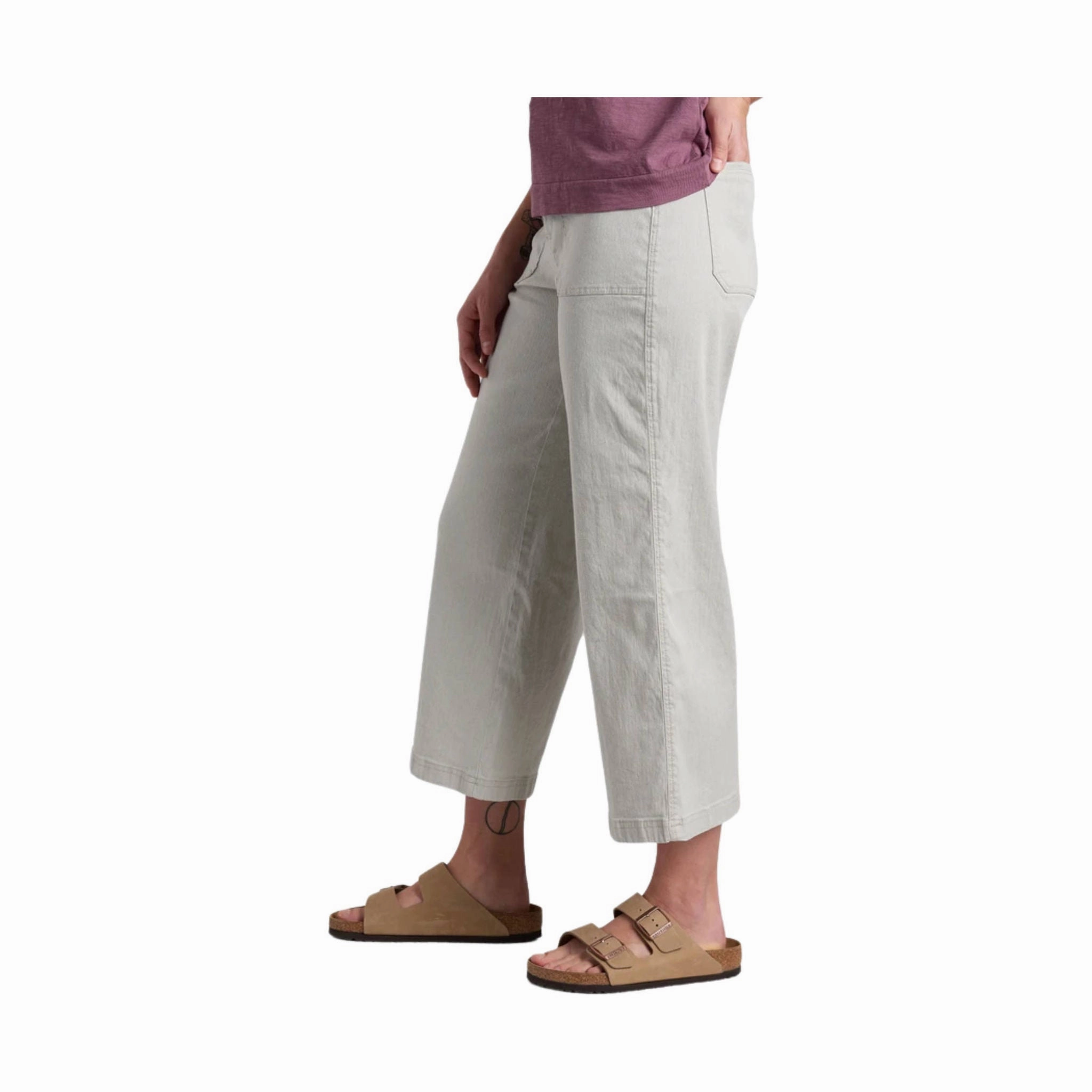 Elastic waist Premium Look Kuhl Women's Seaboard Wide Leg Crop Pant - Birch