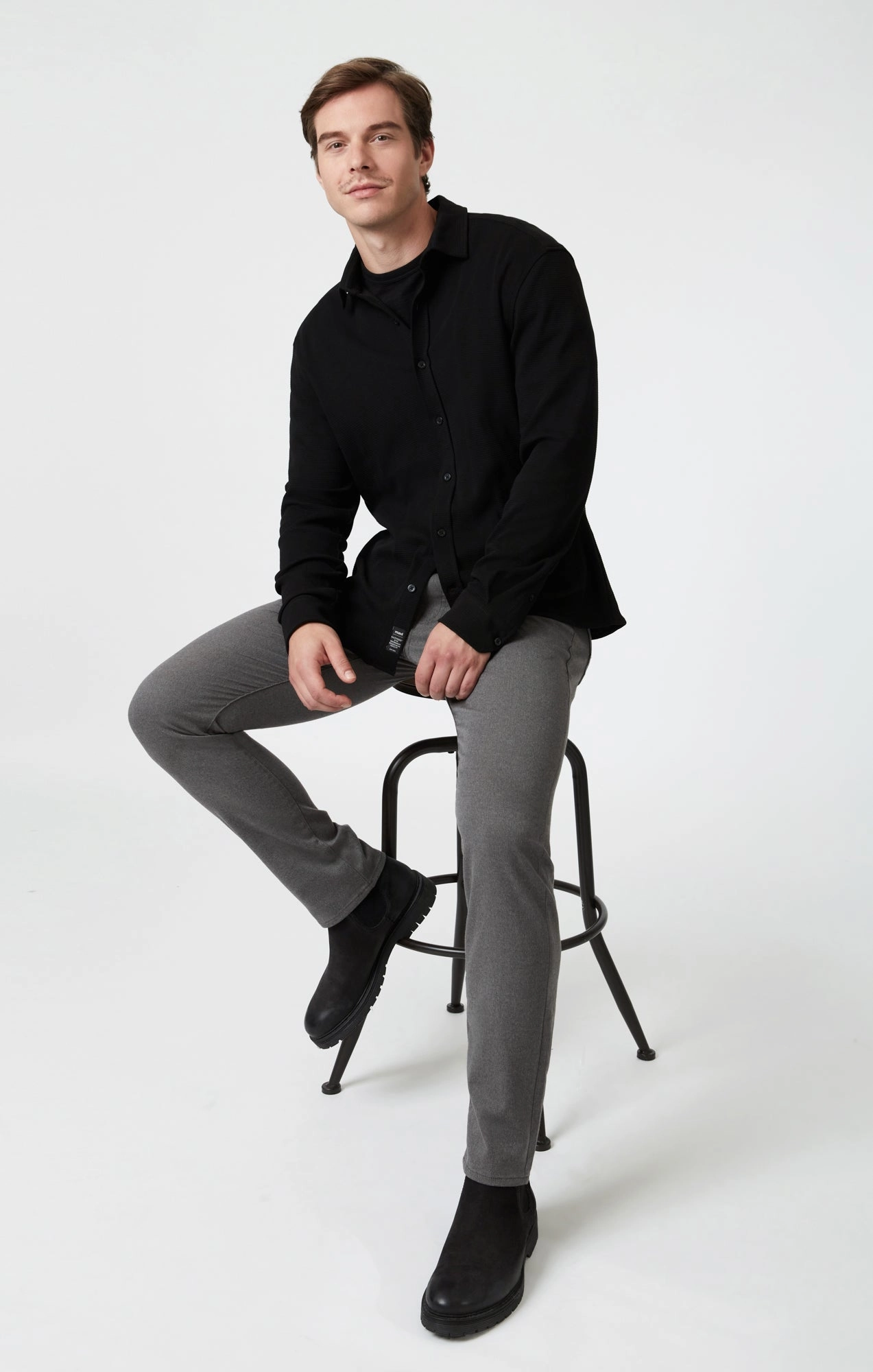 Functional fashion wear MARCUS SLIM STRAIGHT LEG IN GREY FEATHER TWEED