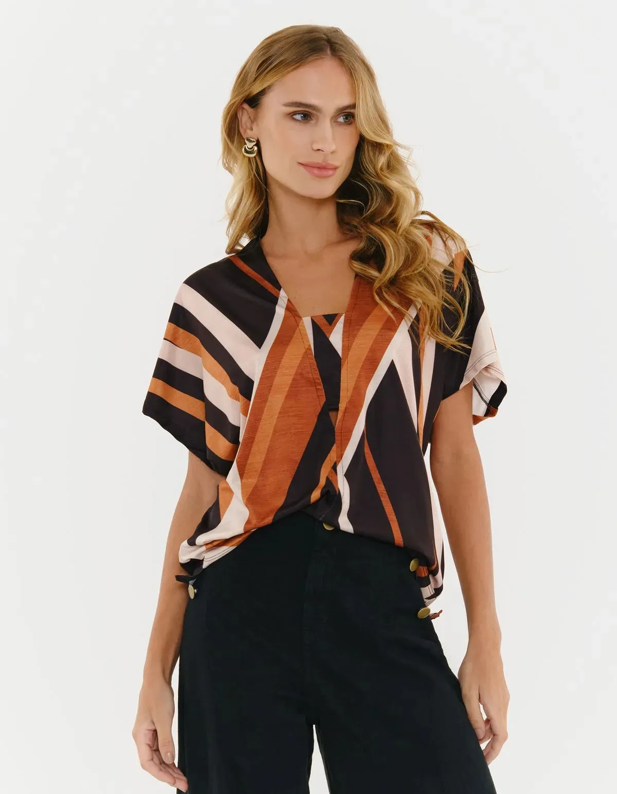 Chic Vibes Zip Up Christmas - festive Zinzane Aveiro Striped Printed Blouse | Petro