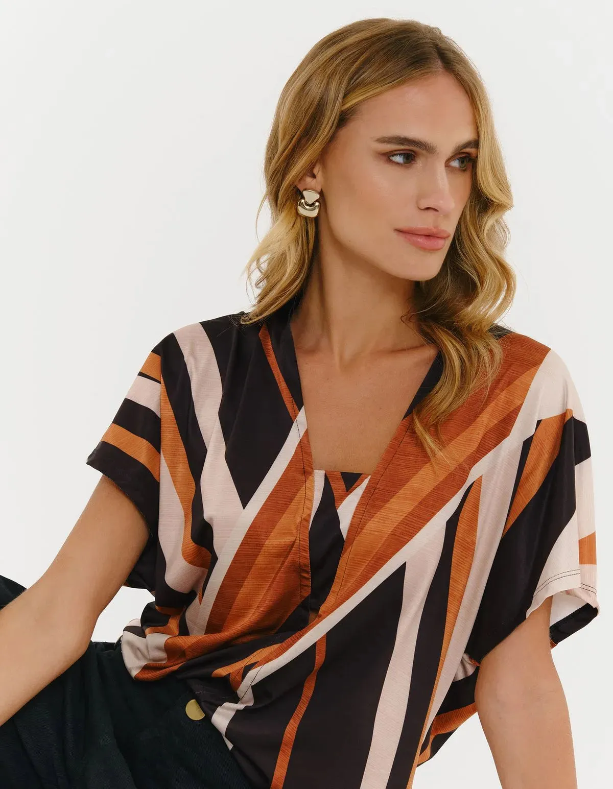 Reinforced Neckline Christmas - festive Zinzane Aveiro Striped Printed Blouse | Petro