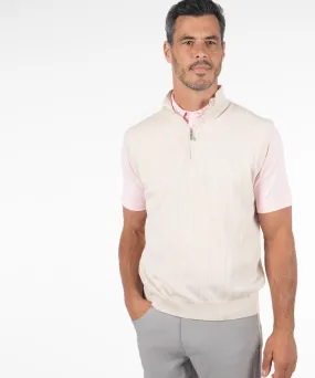 Signature Merino Lined Quarter-Zip Mock Neck Wind Vest EcoFriendly Material Blend Organic Cotton Blend