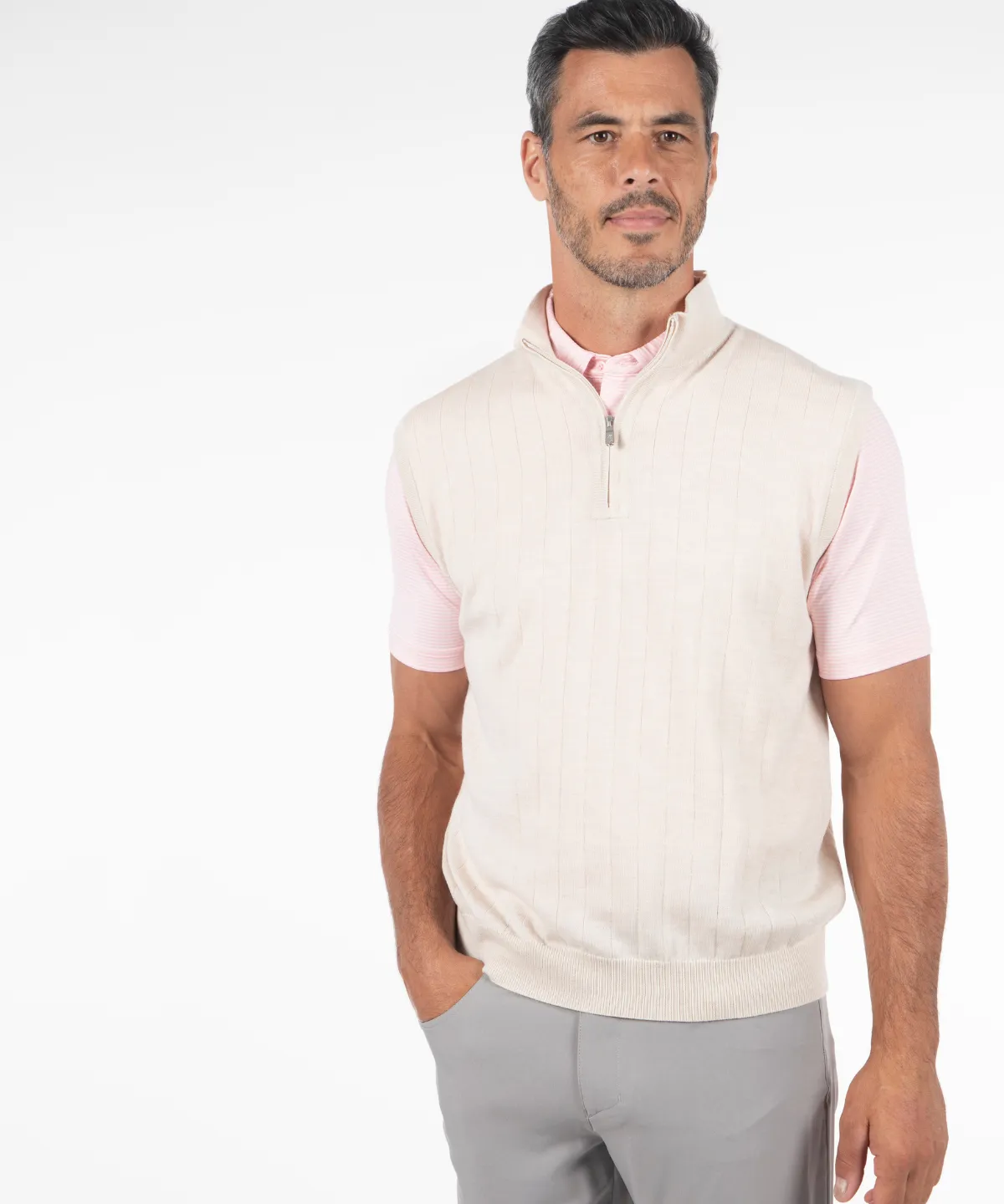 Merino Wool Adjustable Cuff Signature Merino Lined Quarter-Zip Mock Neck Wind Vest