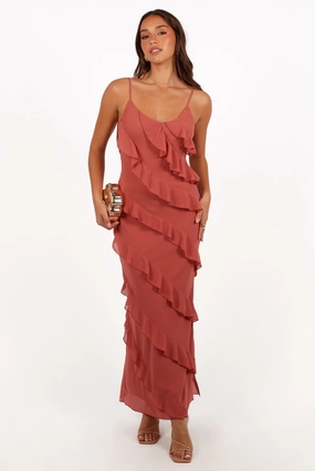 Texture Mood Skin Glow Ciao Ruffles Maxi Dress - Rosewood