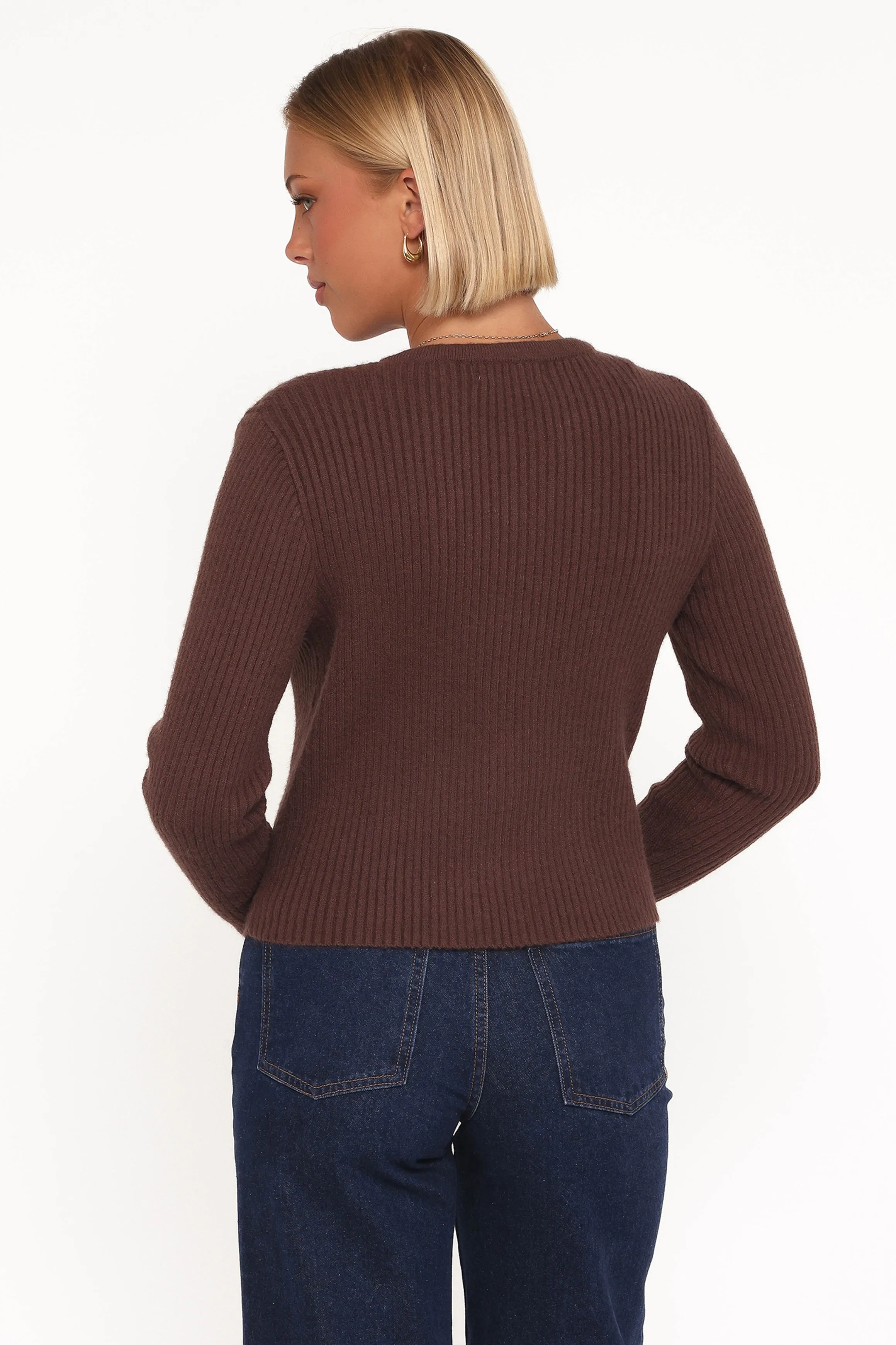 Circe Cardigan Top - Chocolate Cozy Texture EcoFriendly Material Blend