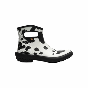 Bogs Women's Patch Ankle Cow Garden Rain Boots - Black/ White Lightweight Comfort Stylish Option