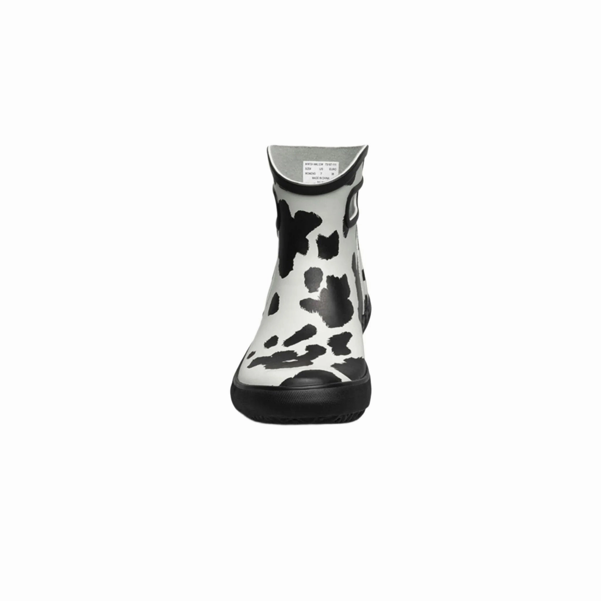 Protective Finish Winter Walker Luxury Edge Bogs Women's Patch Ankle Cow Garden Rain Boots - Black/ White