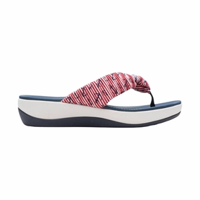 Clarks Women's Arla Glison Sandal - Red/White/Blue Molded Contour Footbed