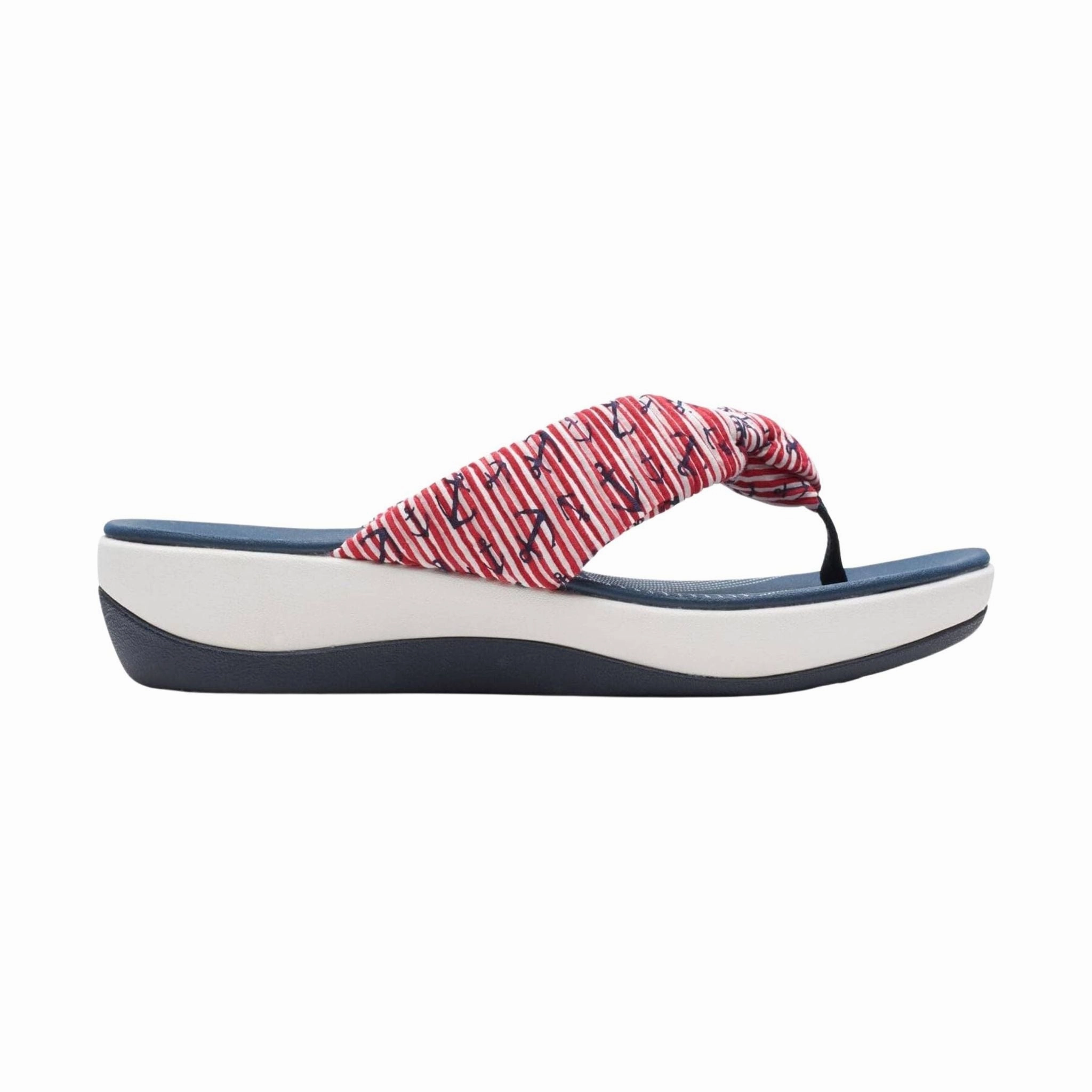 Clarks Women's Arla Glison Sandal - Red/White/Blue Molded Contour Footbed