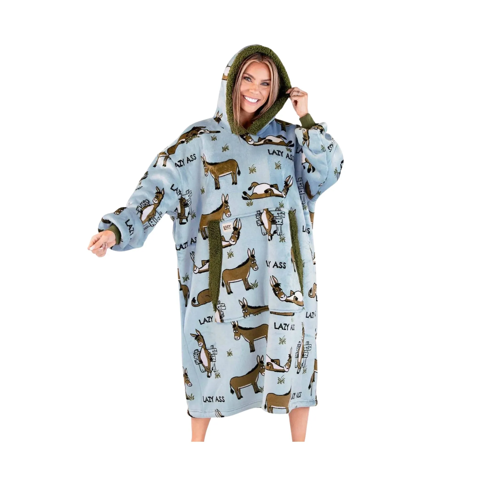 Lazy One Lazy Ass Blanket Hoodie - Blue/Green Beach Style