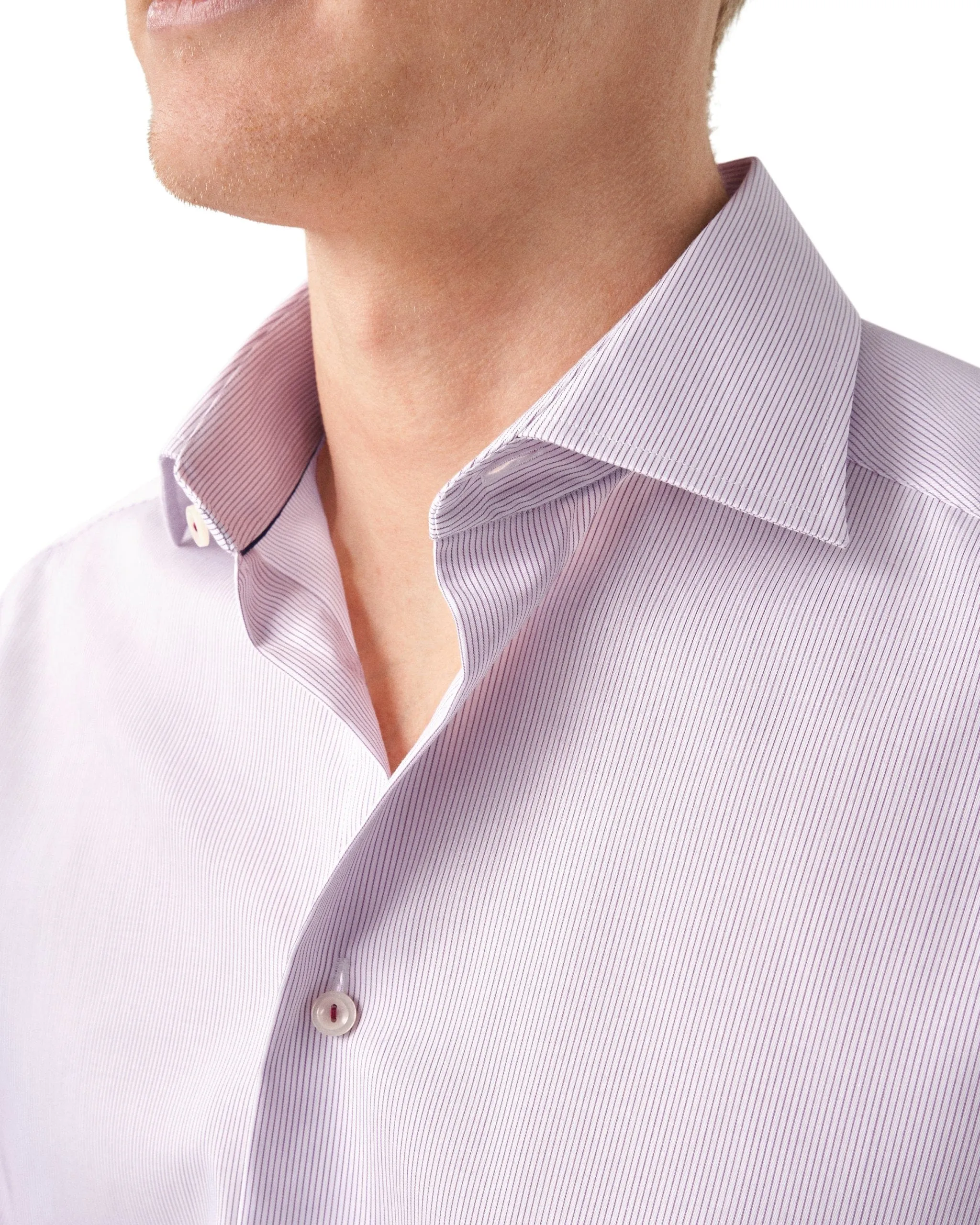 Slim Fit Purple Fine Striped Signature Twill Dress Shirt Warm Weather Wear Comfy Fit
