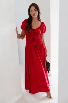 Theodora Maxi Dress - Red Work Fitwear Studio Style