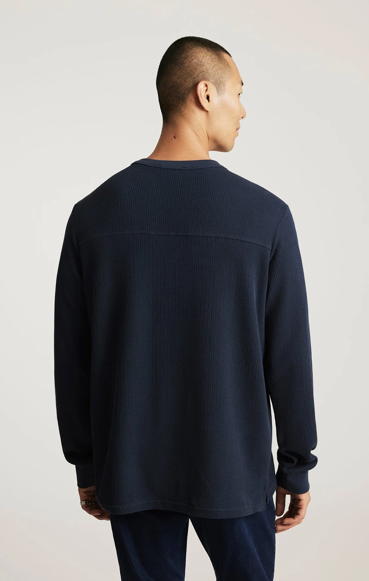 Work efficiency Cool Weather Wear LONG SLEEVE HENLEY T-SHIRT IN TOTAL ECLIPSE