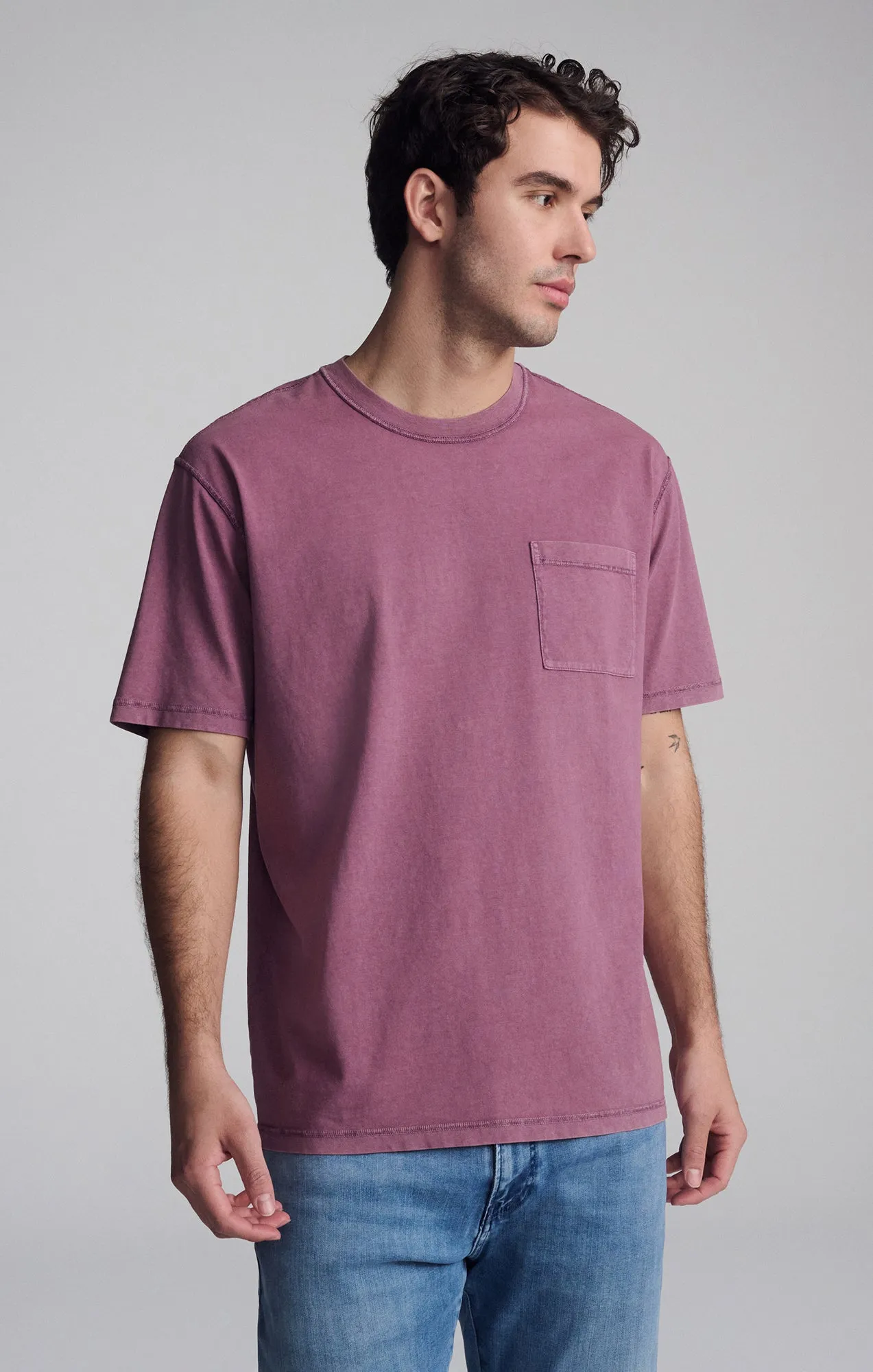 Sporty Layer Layered Hem Design POCKET T-SHIRT IN TOADSTOOL