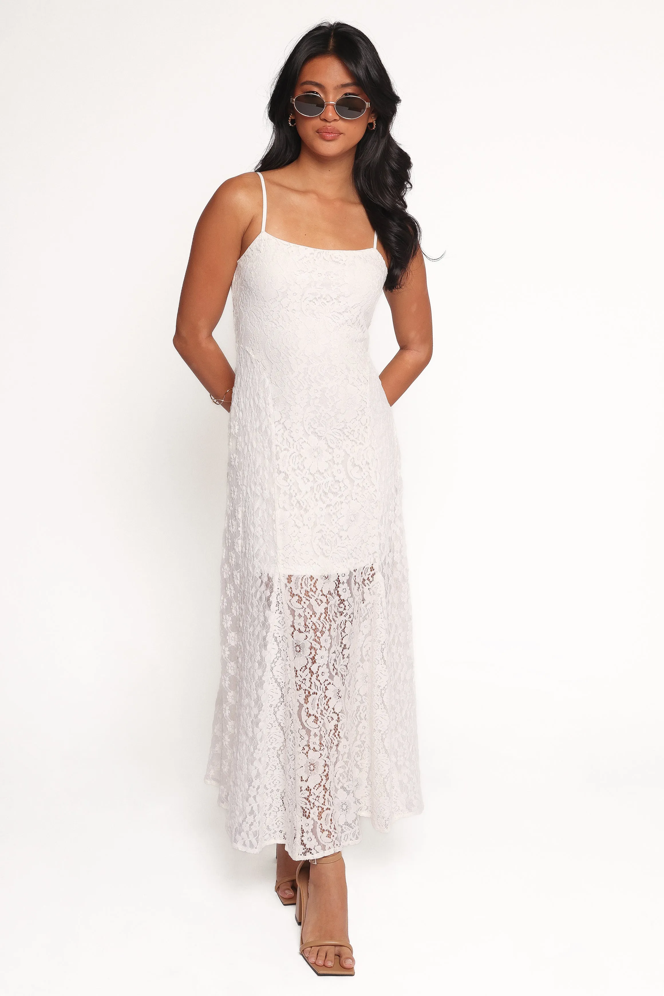 Delicate Touch Flattering Shape Varia Lace Maxi Dress - White
