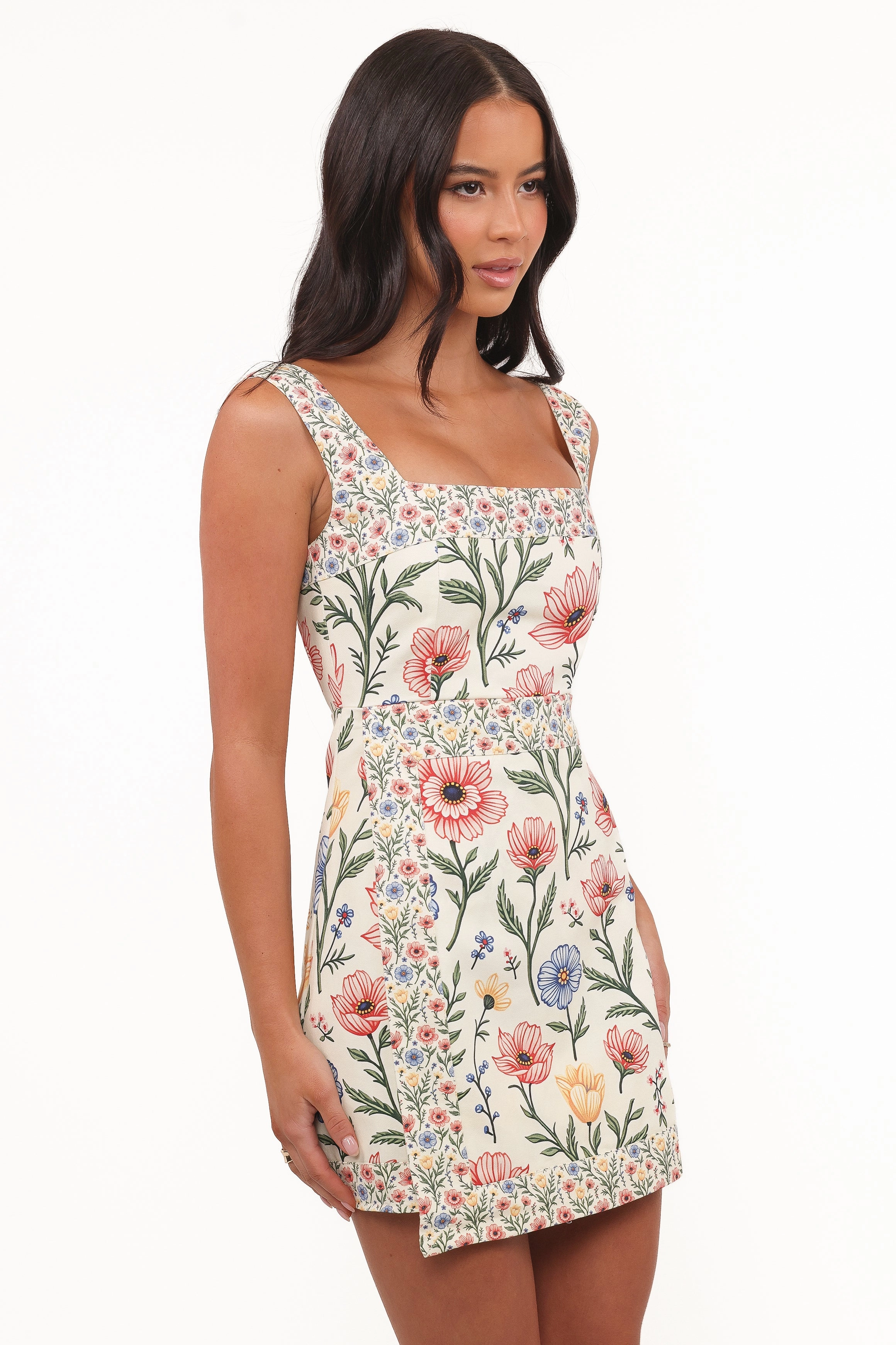 Rinna Mini Dress - Pastel Floral Natural Tones