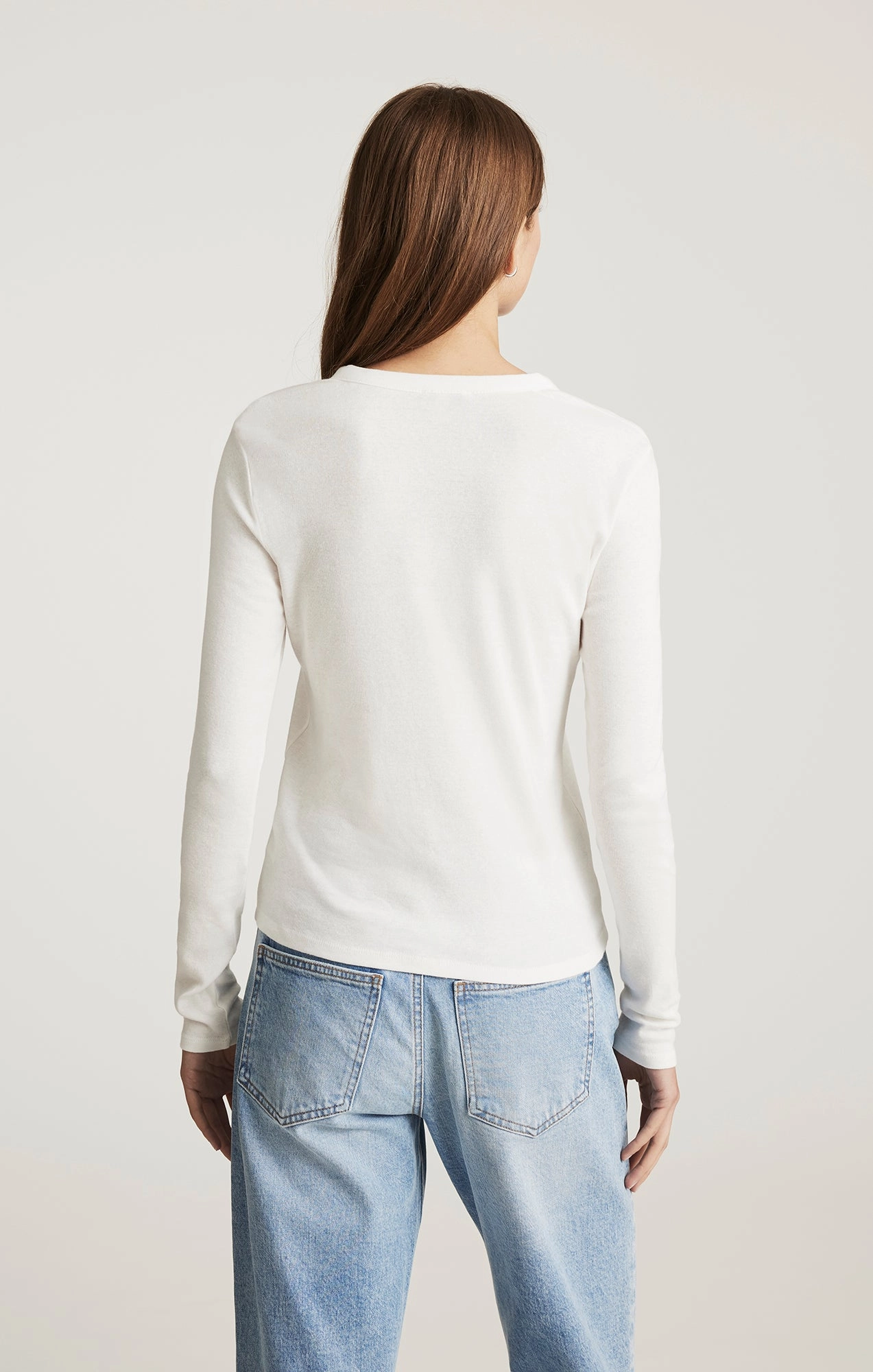 Classic Smart Modern Simplicity HENLEY LONG SLEEVE T-SHIRT IN ANTIQUE WHITE