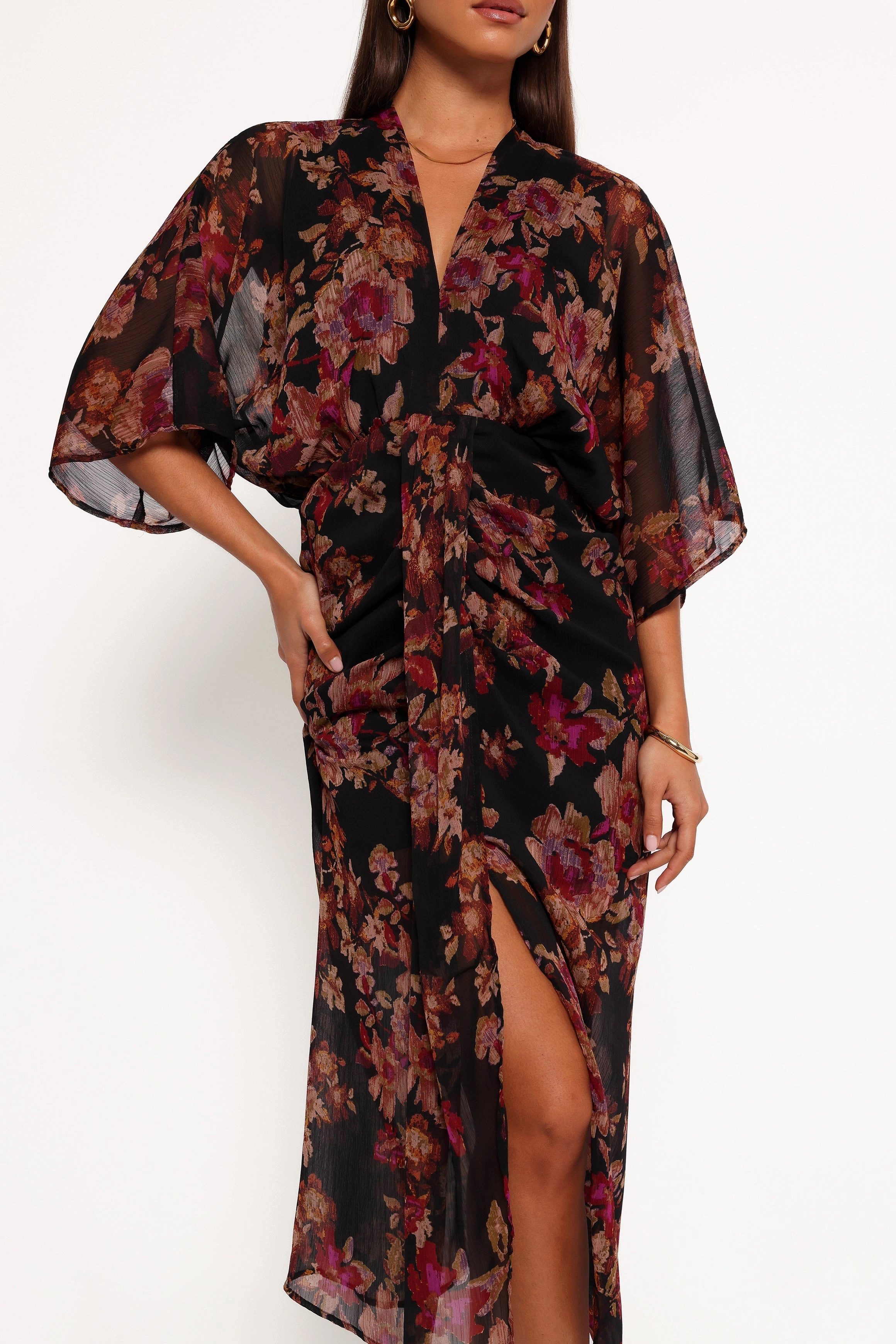 Front Detail Audrina Maxi Dress - Deep Night Floral