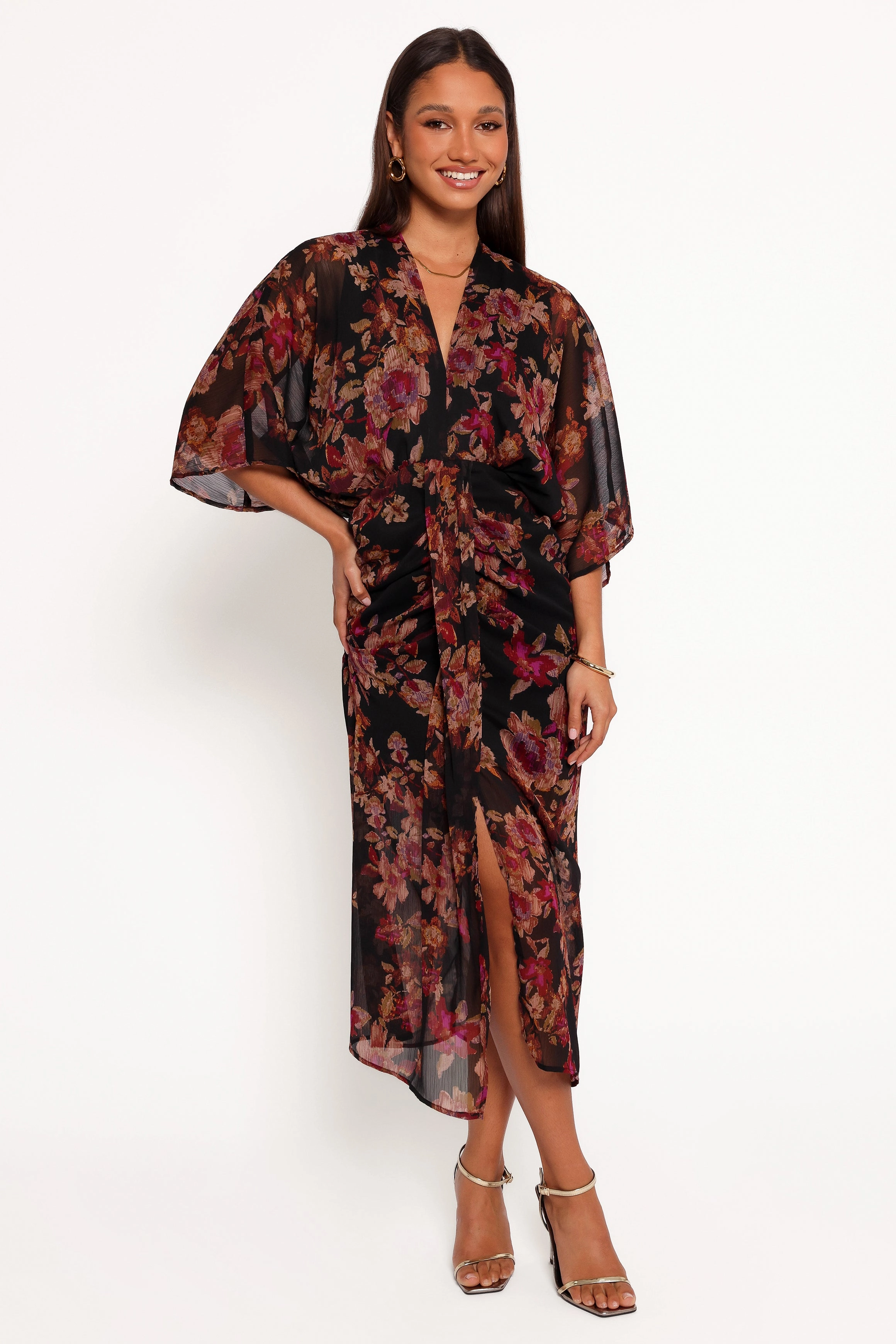 Contrasting Detail Audrina Maxi Dress - Deep Night Floral
