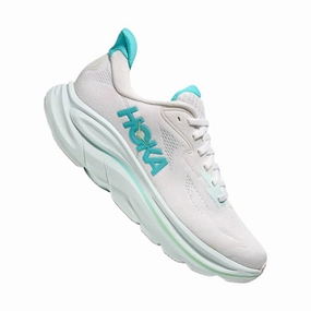 Light Pace Comfy Walk HOKA Women's Clifton 10 Running Shoes - White/ Cielo Blue