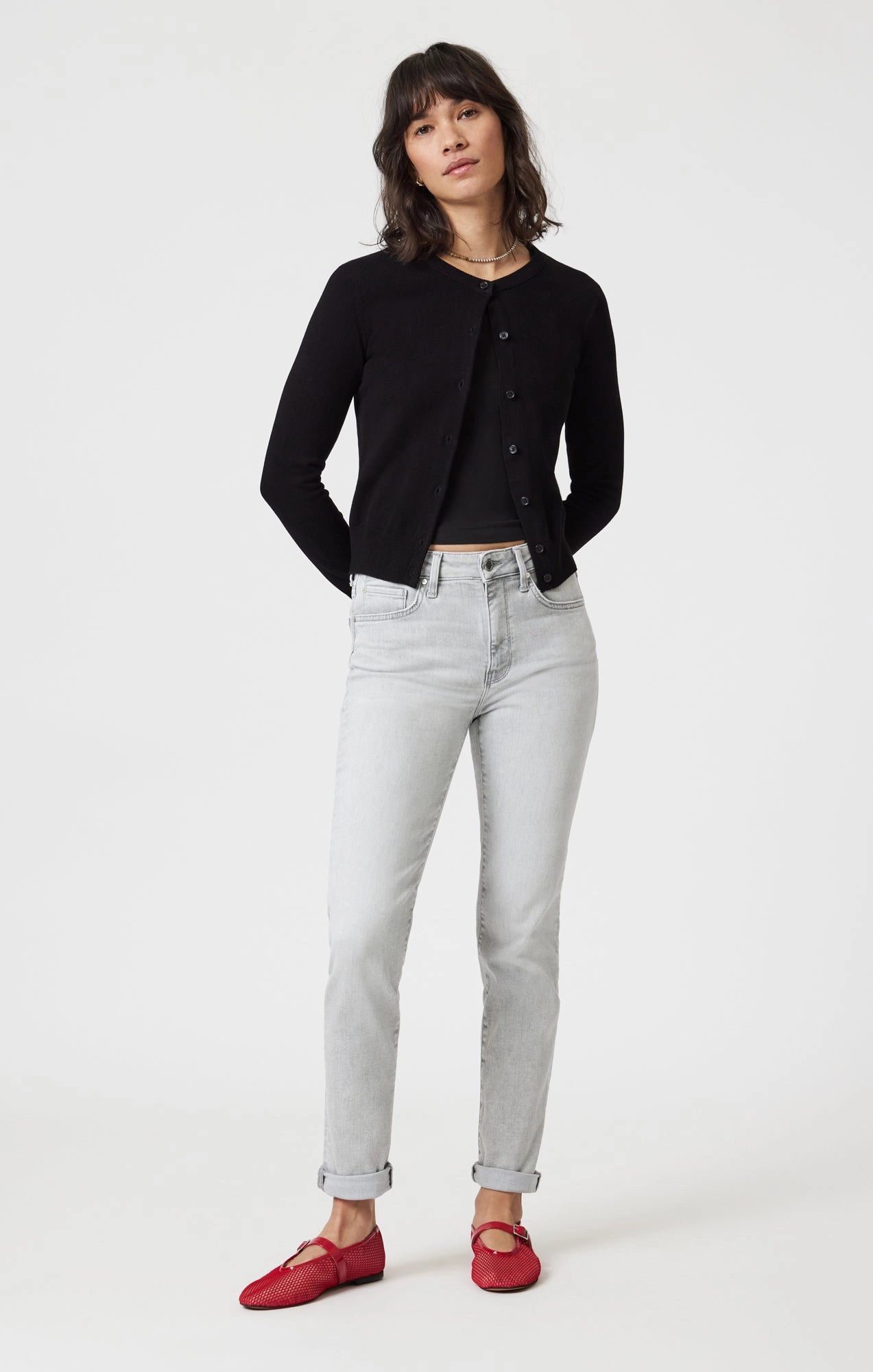 Crosshatch Stitching KATHLEEN SLIM BOYFRIEND IN ICE GREY FEATHER BLUE