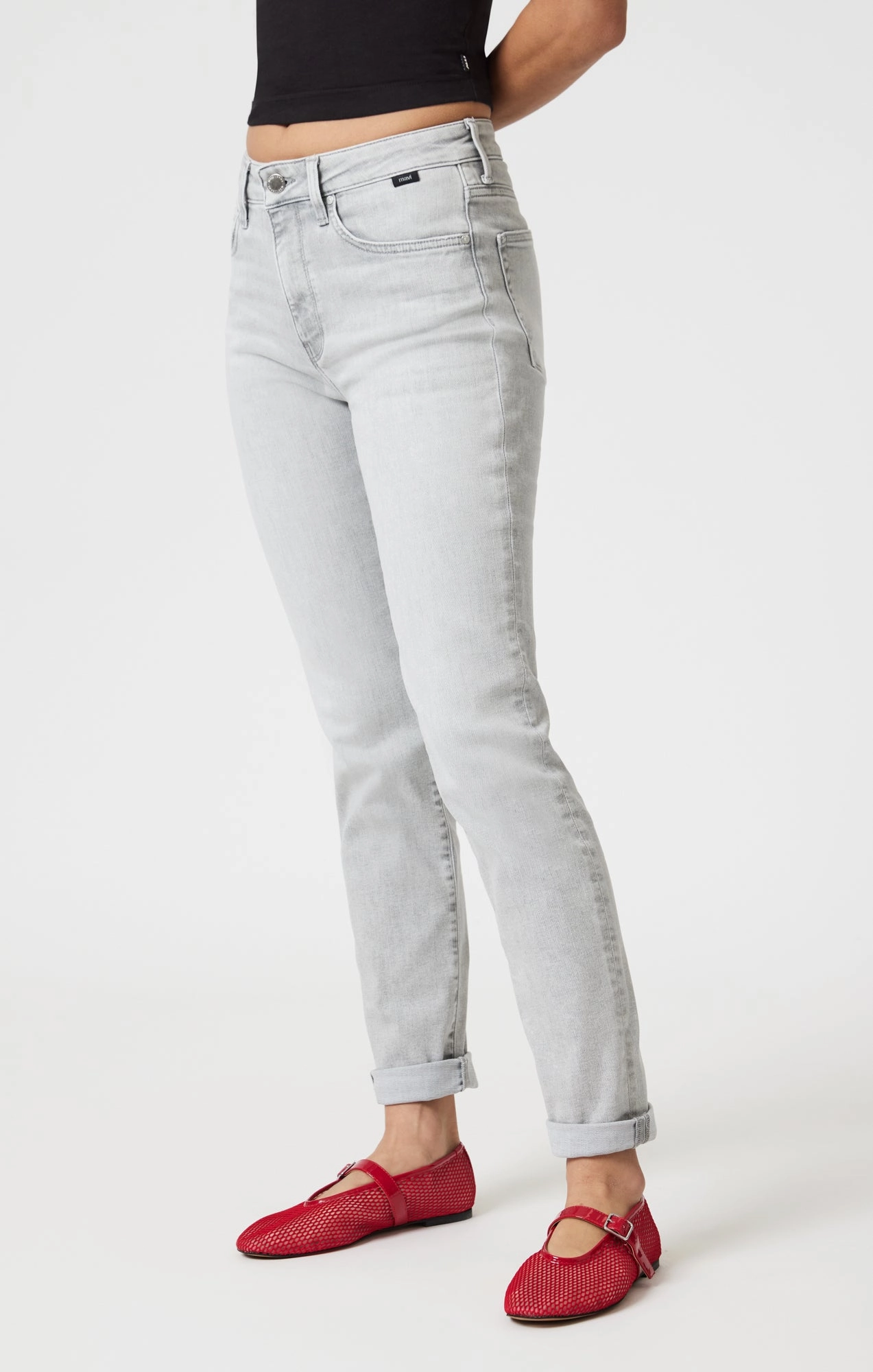 Relaxed Style Bold Sharp Vibe KATHLEEN SLIM BOYFRIEND IN ICE GREY FEATHER BLUE