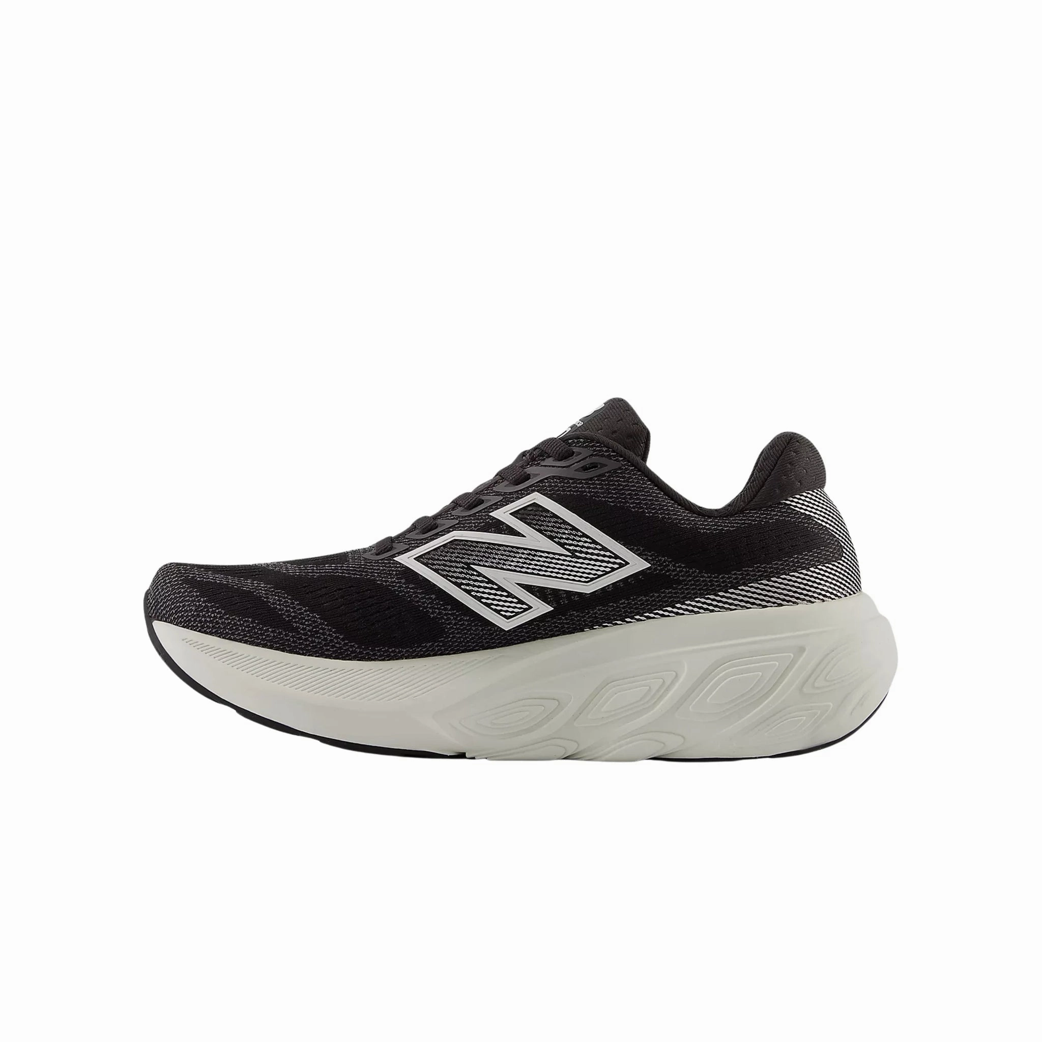 Soft Material Synthetic Overlay New Balance Women's Fresh Foam X 880v15 Road Running Shoes - Black Cement with Sea Salt and Silver Metallic