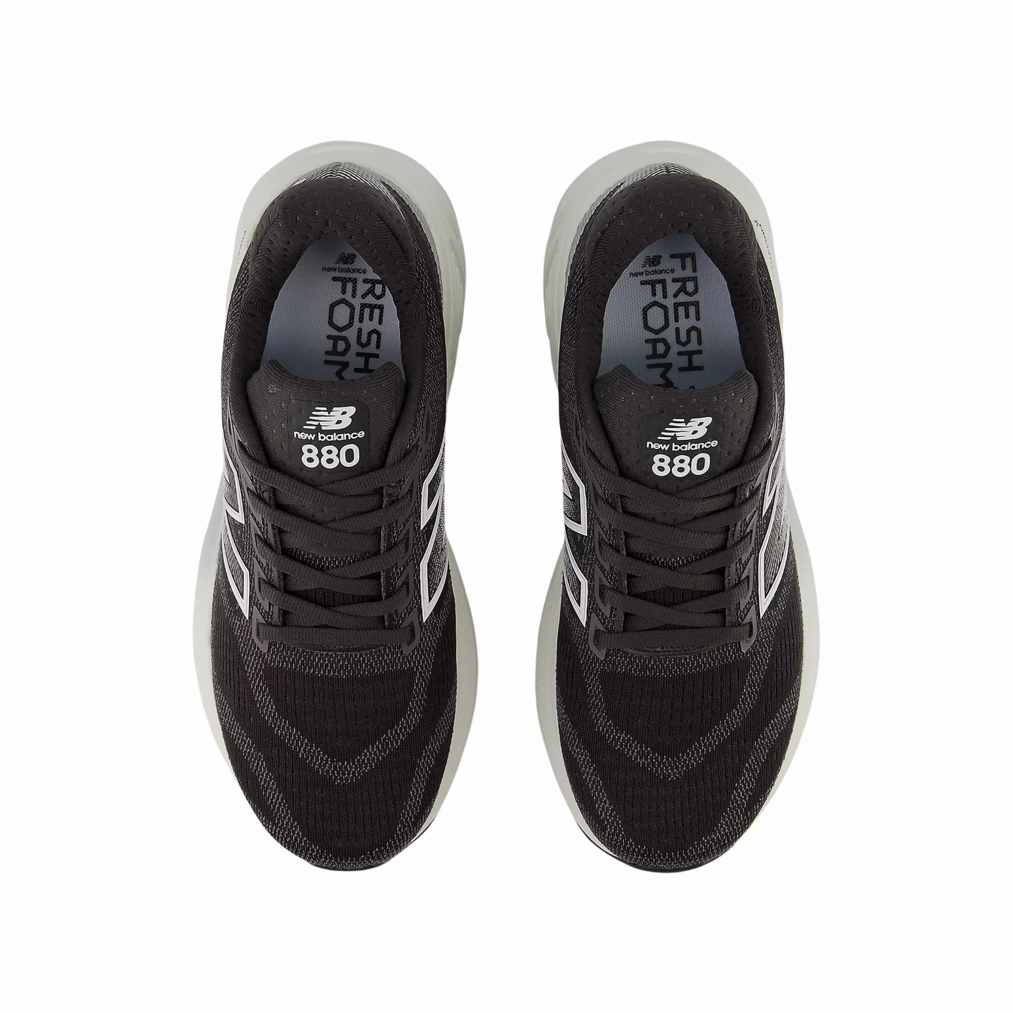 New Balance Women's Fresh Foam X 880v15 Road Running Shoes - Black Cement with Sea Salt and Silver Metallic Adaptive Fit Collar Shock Use