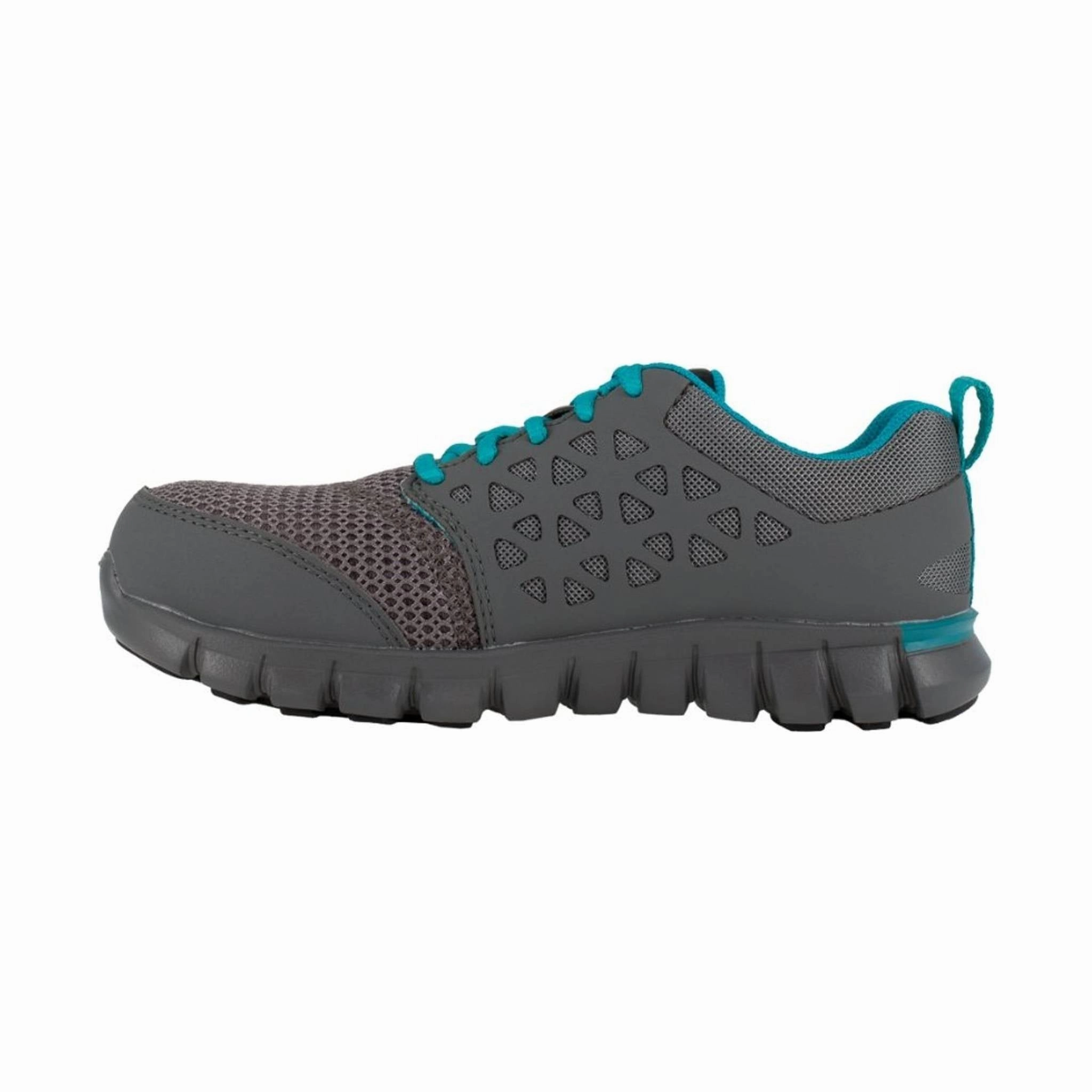 Reebok Work Women's Sublite Cushion Alloy Toe - Grey/Turquoise ventilation channels