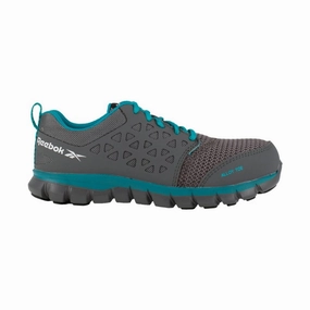 Reebok Work Women's Sublite Cushion Alloy Toe - Grey/Turquoise running sneakers