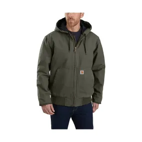 Carhartt Men's Loose Fit Washed Duck Insulated Active Jac - Moss High Collar Windguard Durable Chill Piece