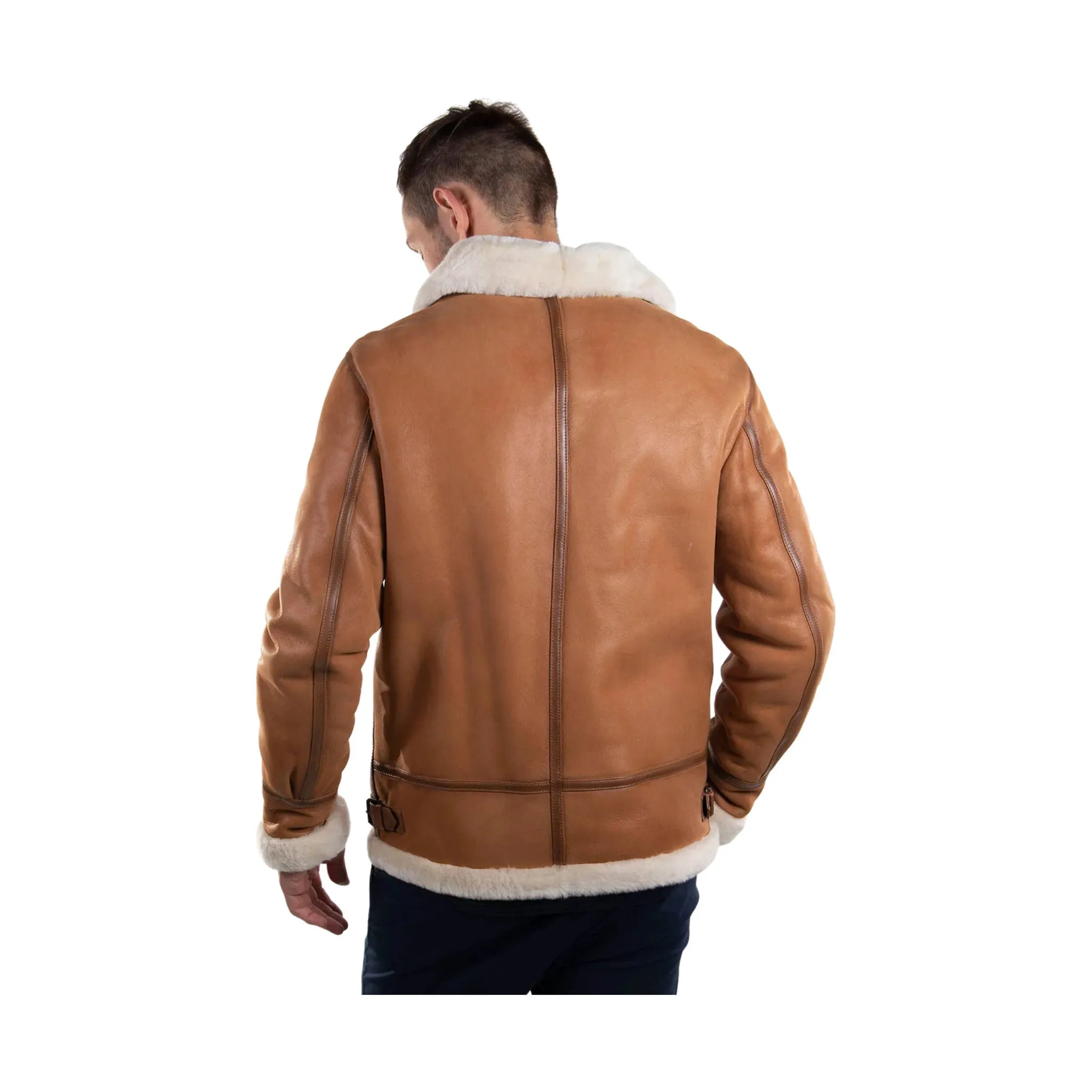 Cloud Nine Men's Sheepskin Western Bomber Coat - Chestnut Day To Night Oversized Silhouette